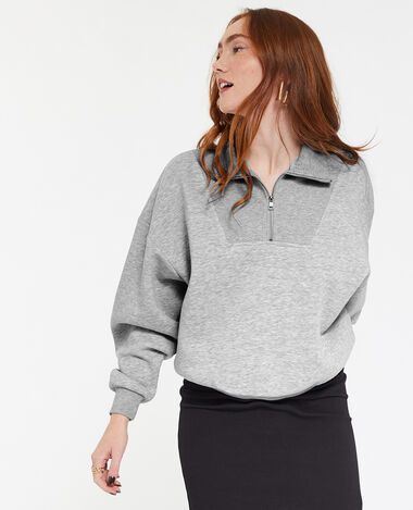 Sweat avec col camionneur gris chiné - Pimkie