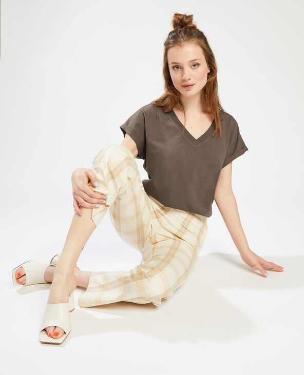 T-shirt col V taupe - Pimkie
