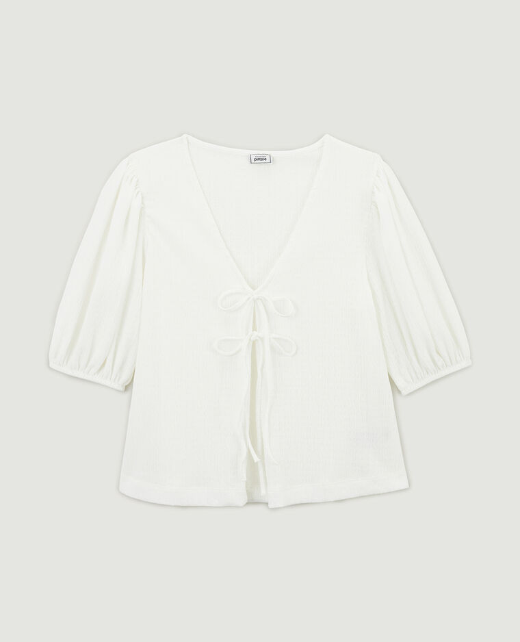 Top avec liens à nouer blanc - Pimkie