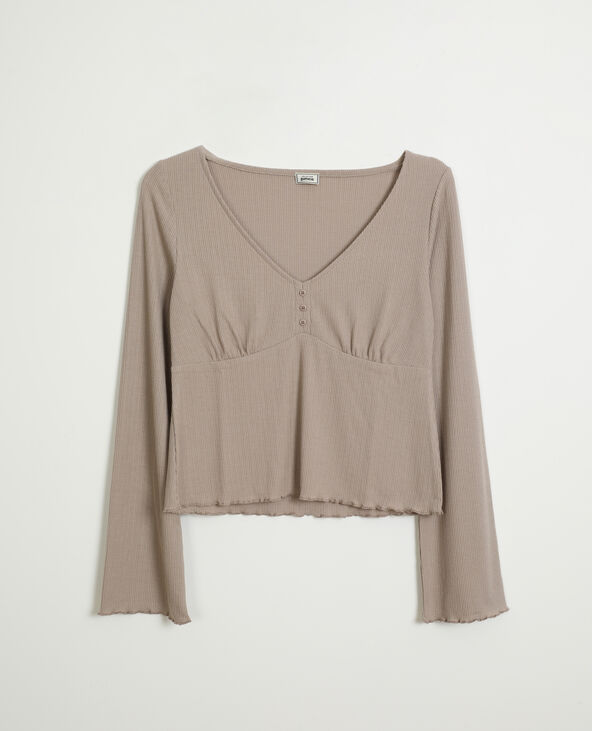 Top manches longues taupe - Pimkie