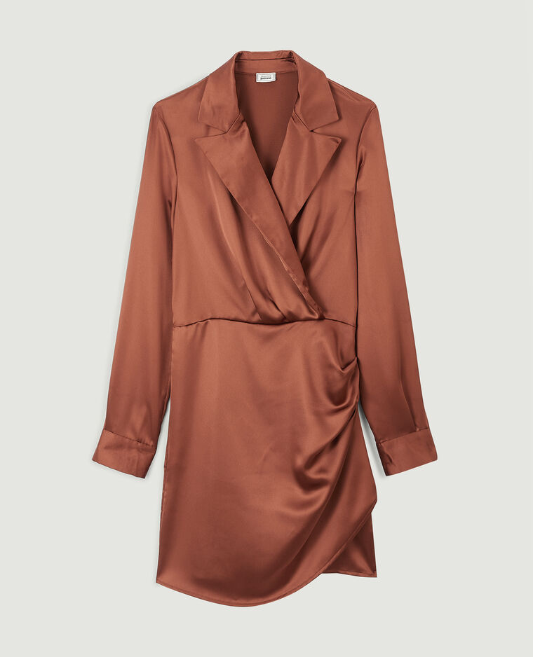 Robe courte cache-cœur en satin orange - Pimkie
