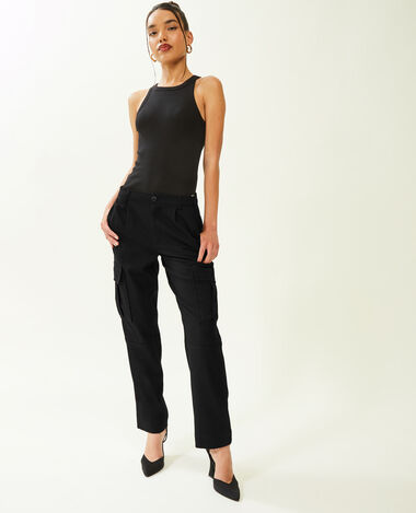 Pantalon cargo uni noir - Pimkie