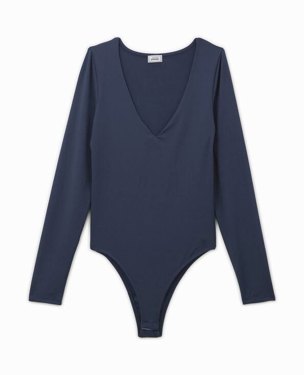 Body manches longues en matière gainante bleu marine - Pimkie