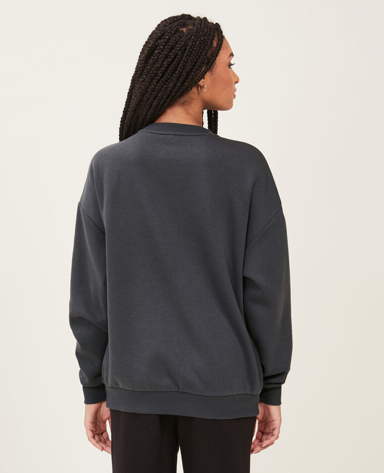 Sweat oversize col rond noir - Pimkie