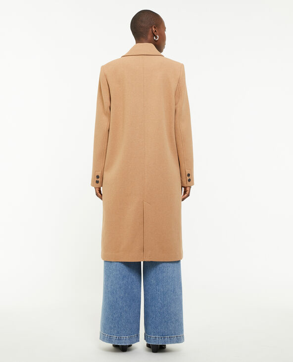 Manteau long drap de laine camel - Pimkie