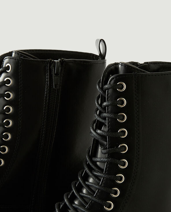 Boots plateformes en simili cuir noir - Pimkie