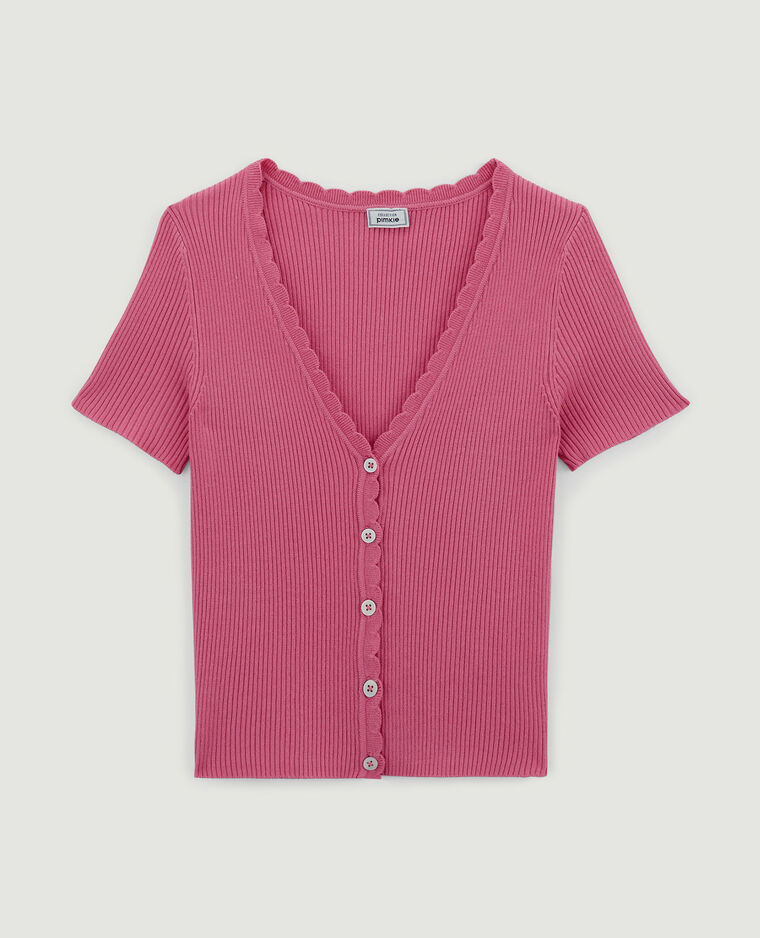Top boutonné maille côtelée rose - Pimkie