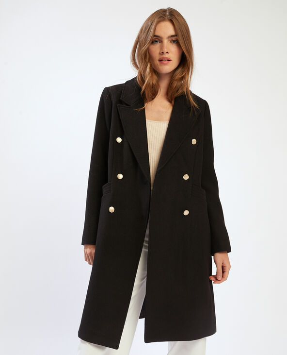 Manteau noir outlet bouton doré