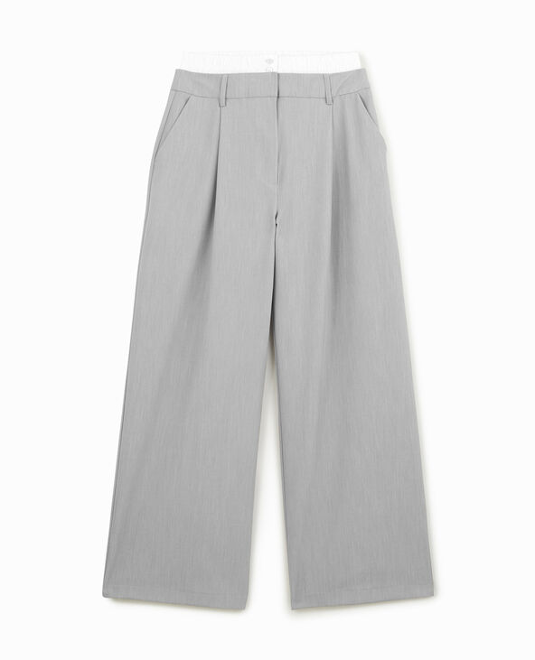Pantalon large et droit avec caleçon apparent gris - Pimkie