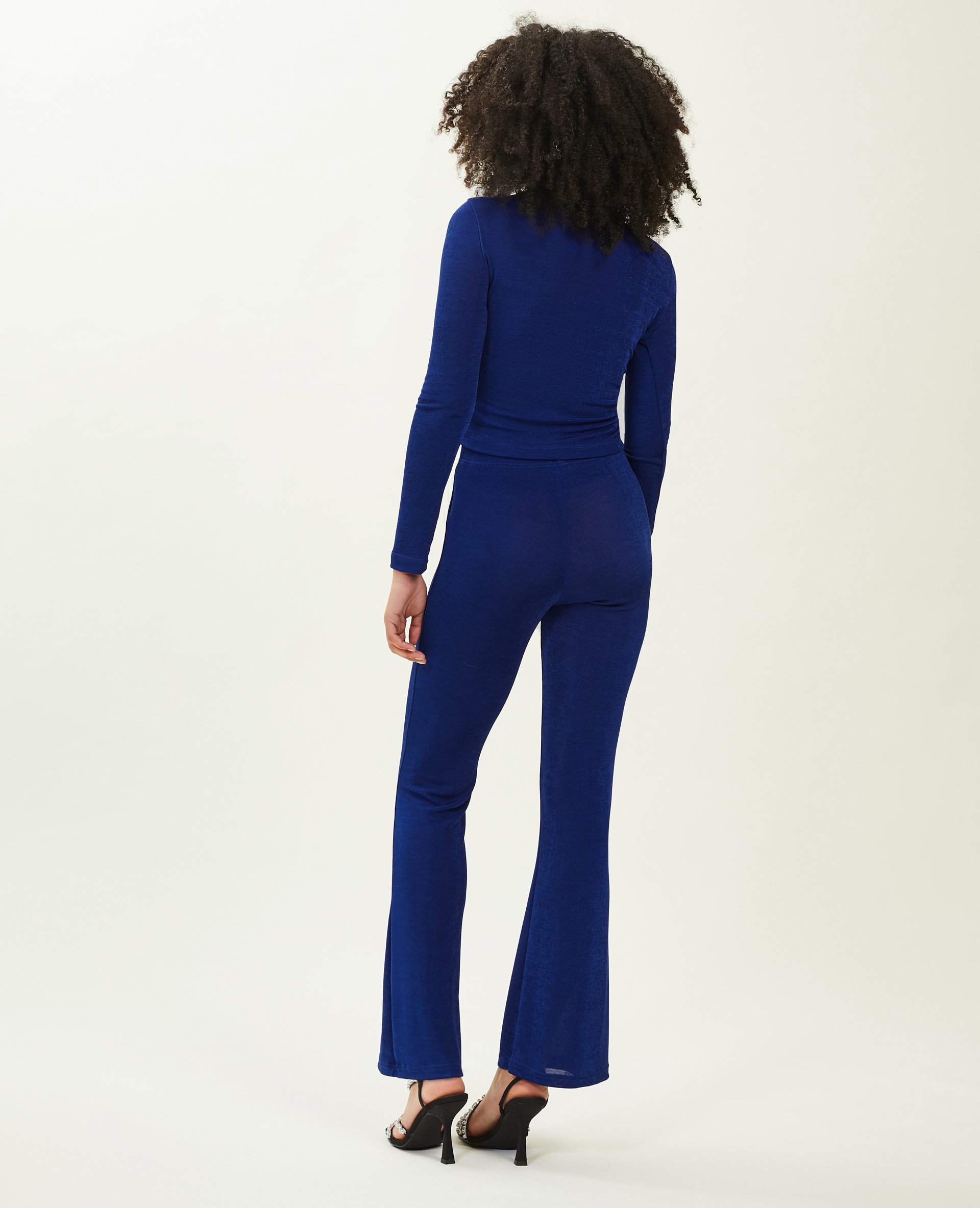 Pantalon flare en tissu fluide bleu électrique - Pimkie