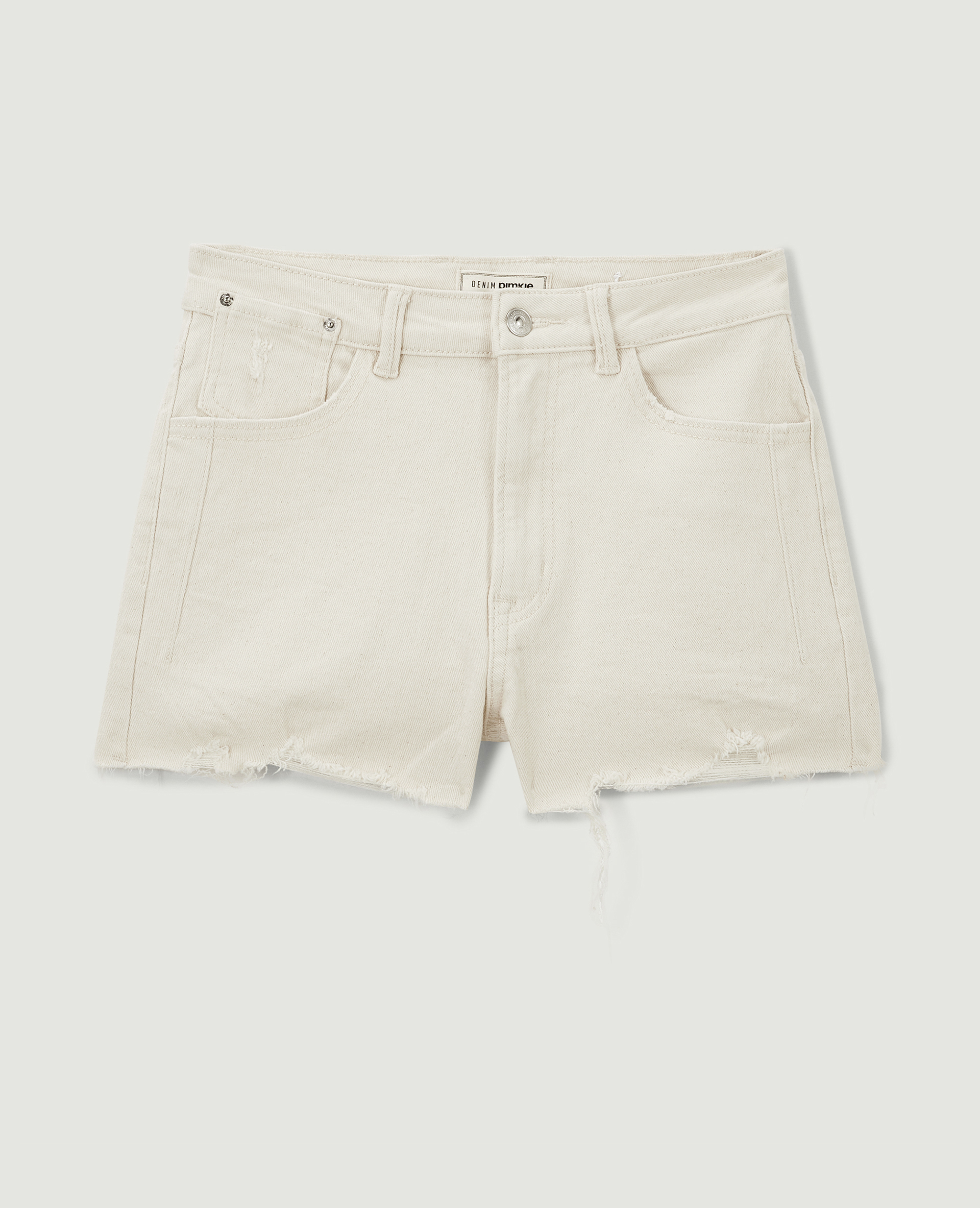 Short en jean destroy taille haute écru - Pimkie
