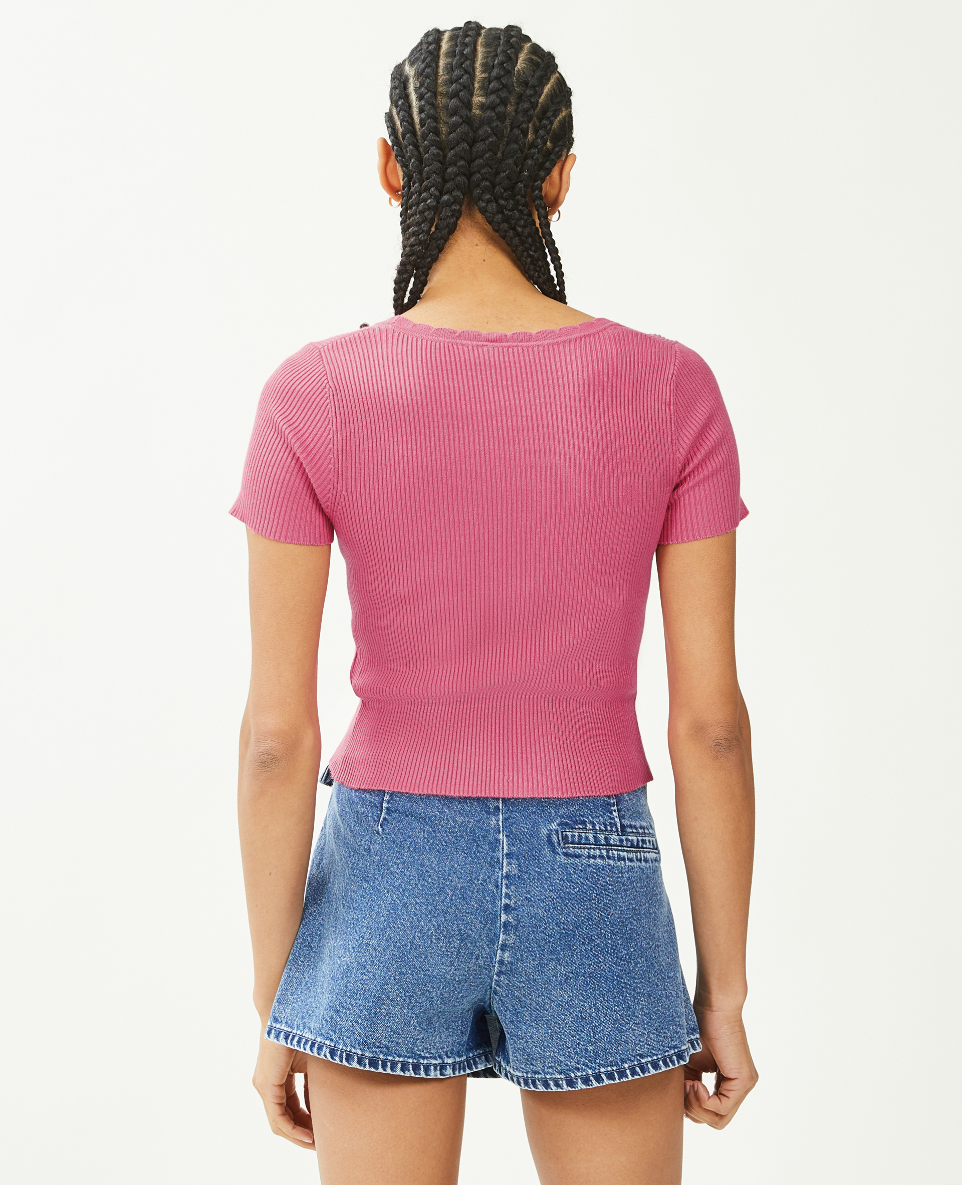 Top boutonné maille côtelée rose - Pimkie