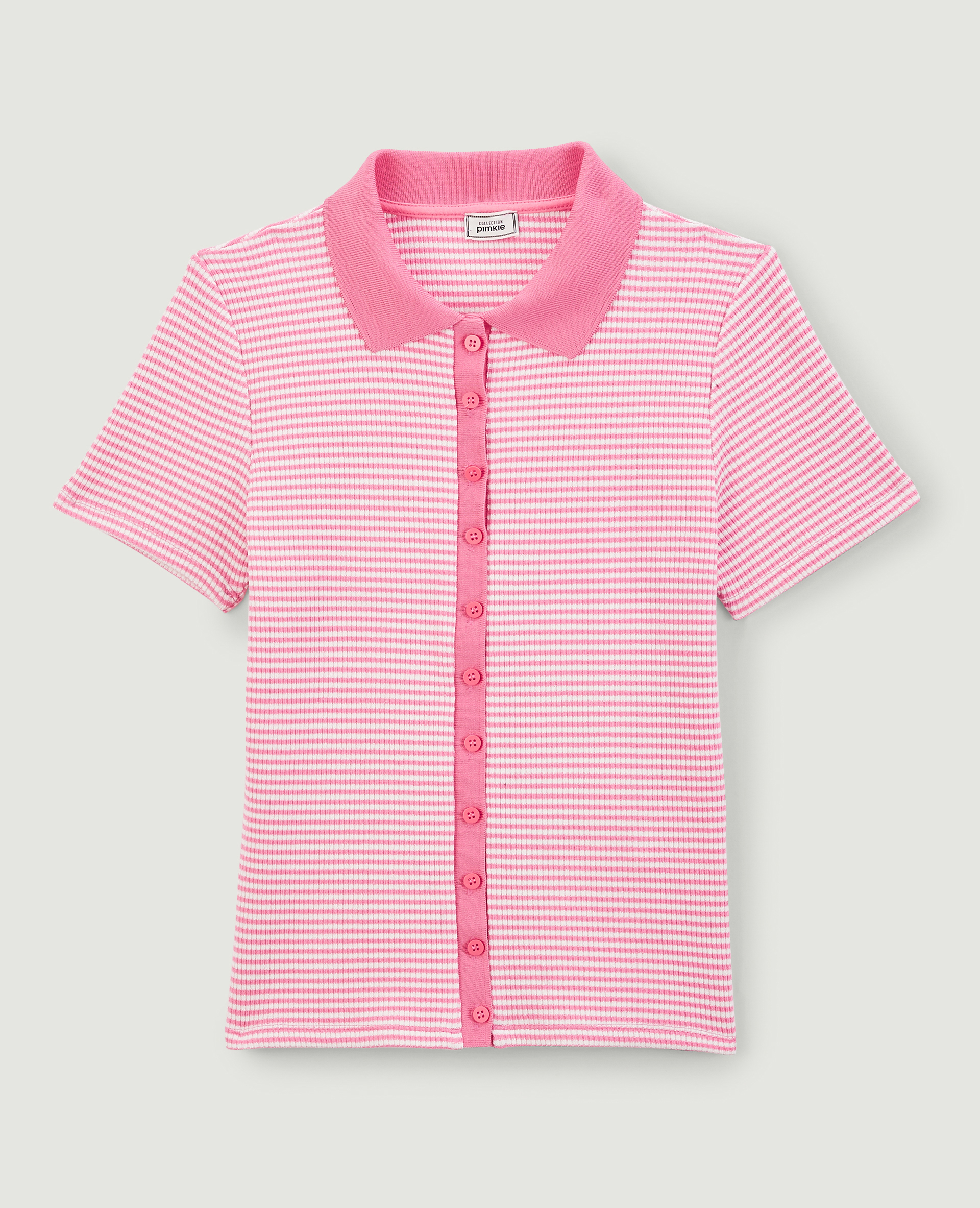 Polo rayé en maille côtelée rouge - Pimkie