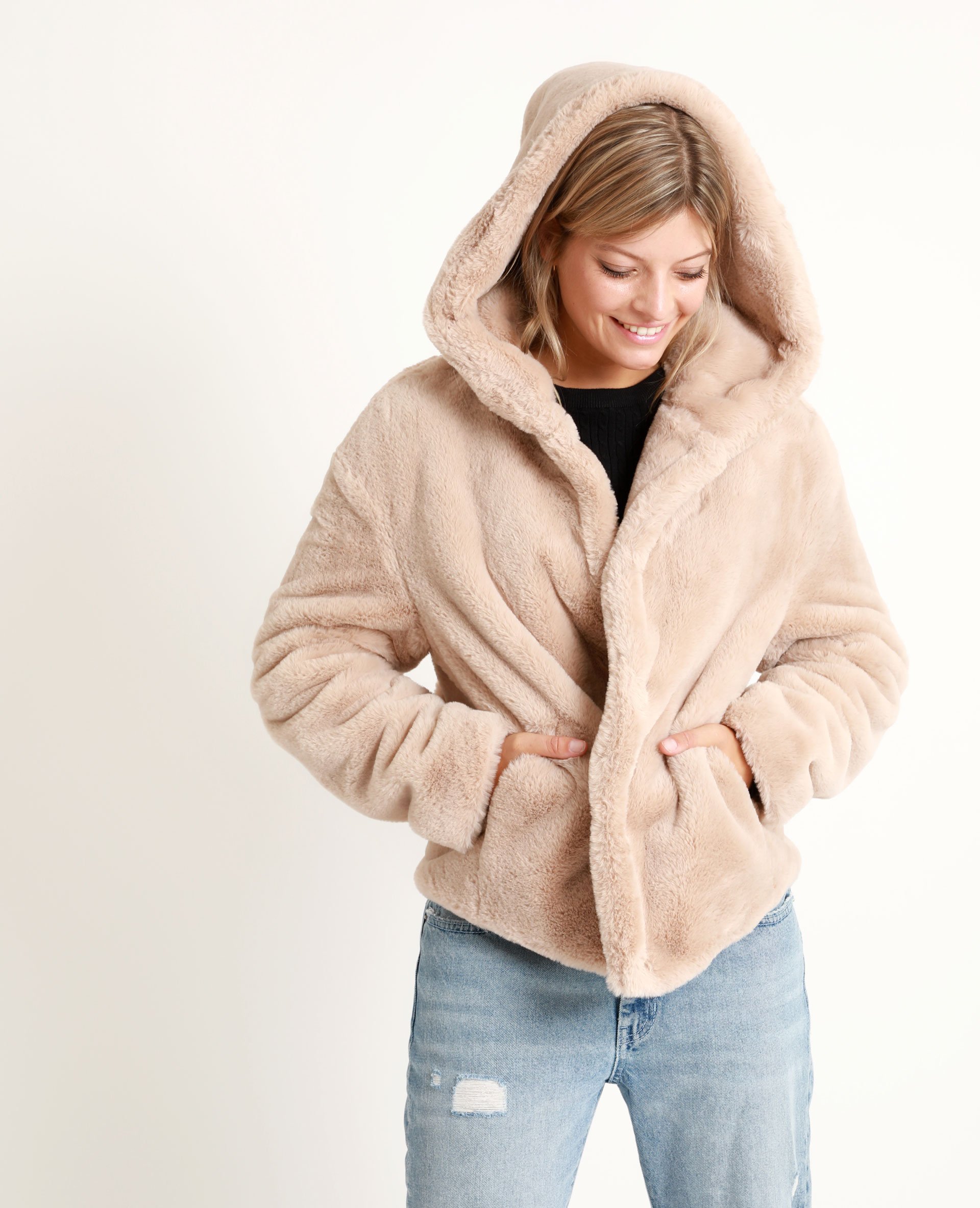 Manteau fourrure manche 2025 courte