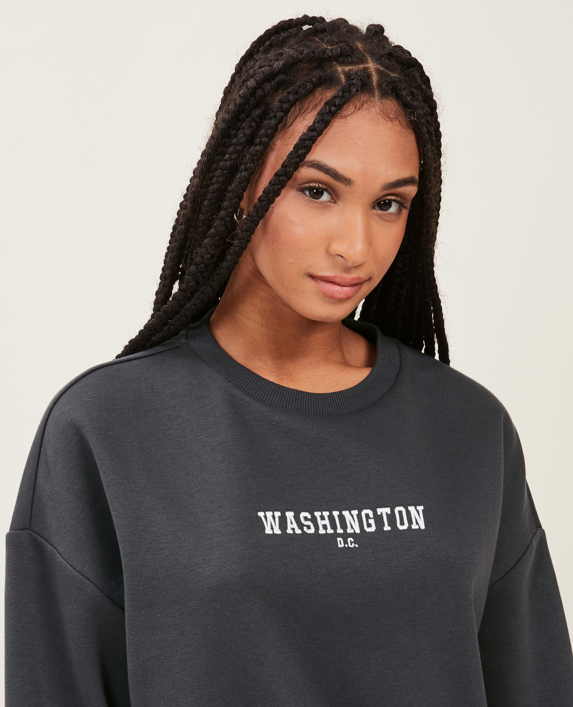 Sweat oversize col rond noir - Pimkie