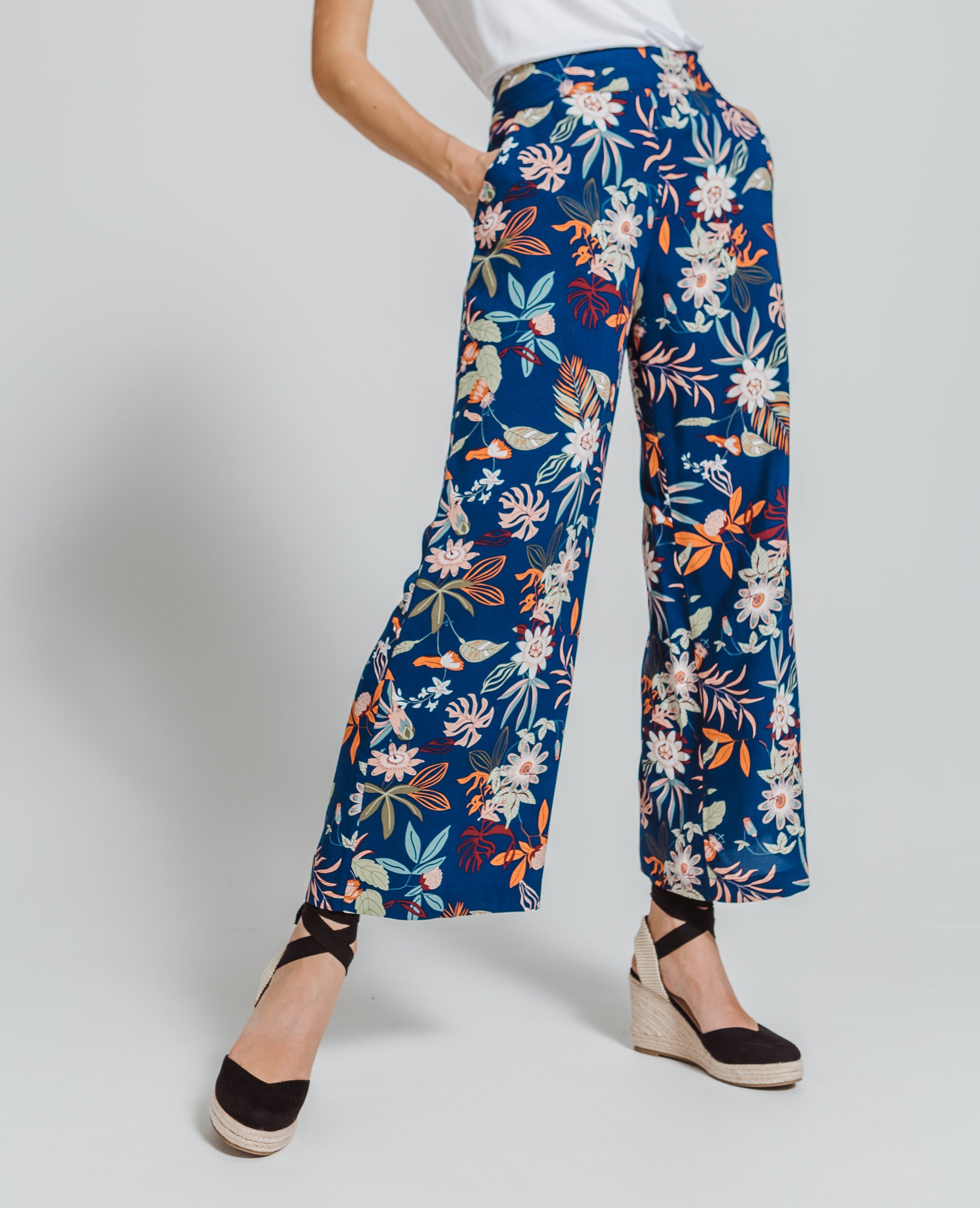 Pantalon large fleuri online