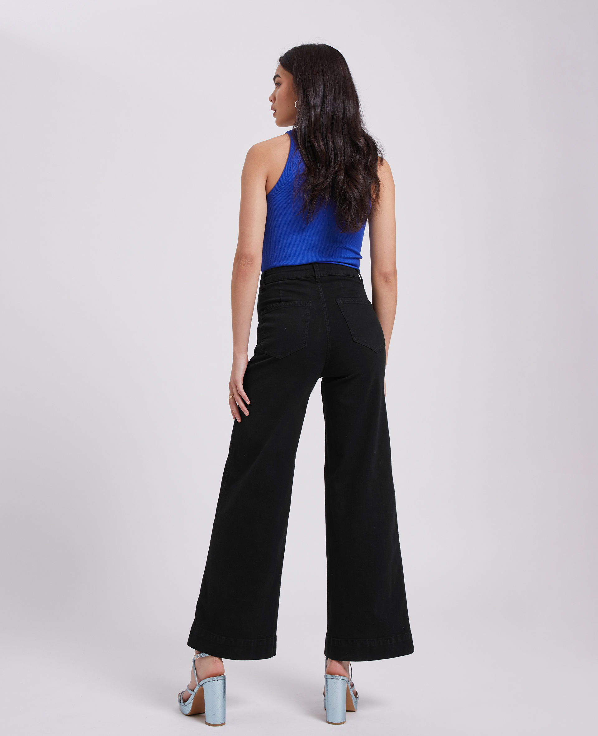 Jean wide taille haute gris foncé - Pimkie