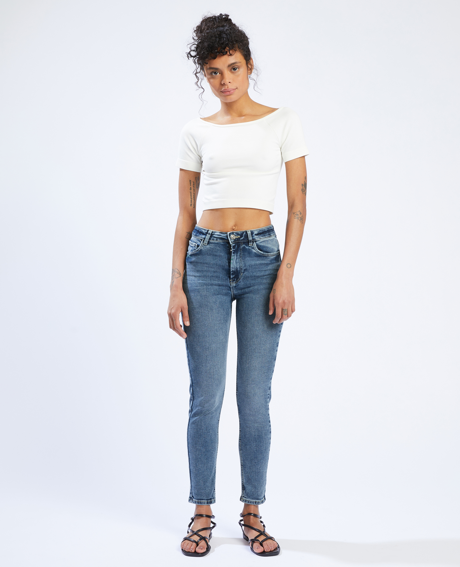 Jean skinny taille haute bleu - Pimkie