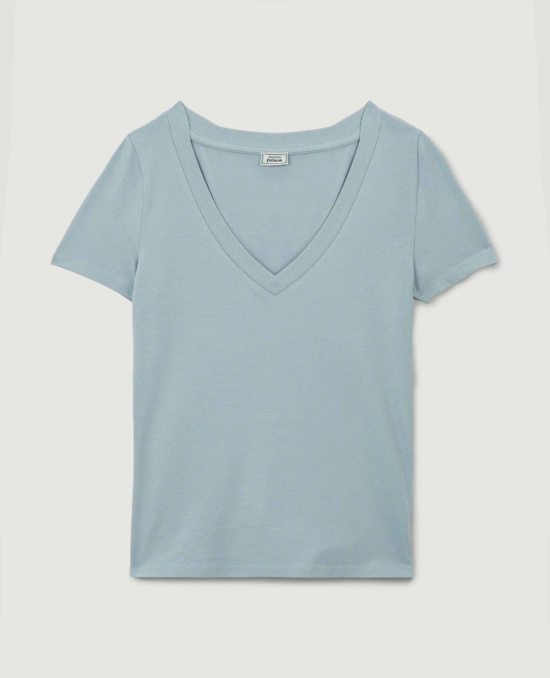 T-shirt col V gris - Pimkie