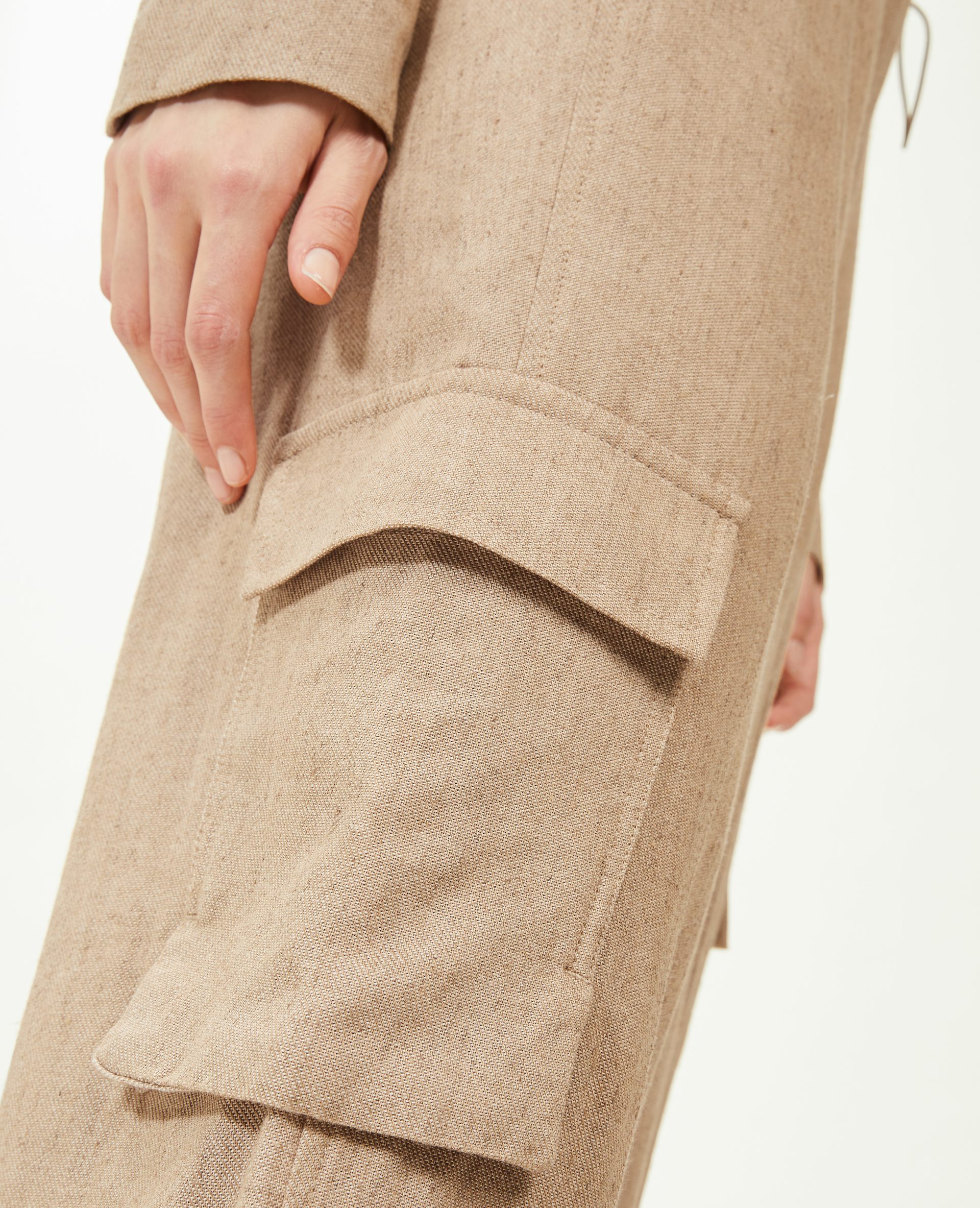 Pantalon cargo avec lin beige - Pimkie