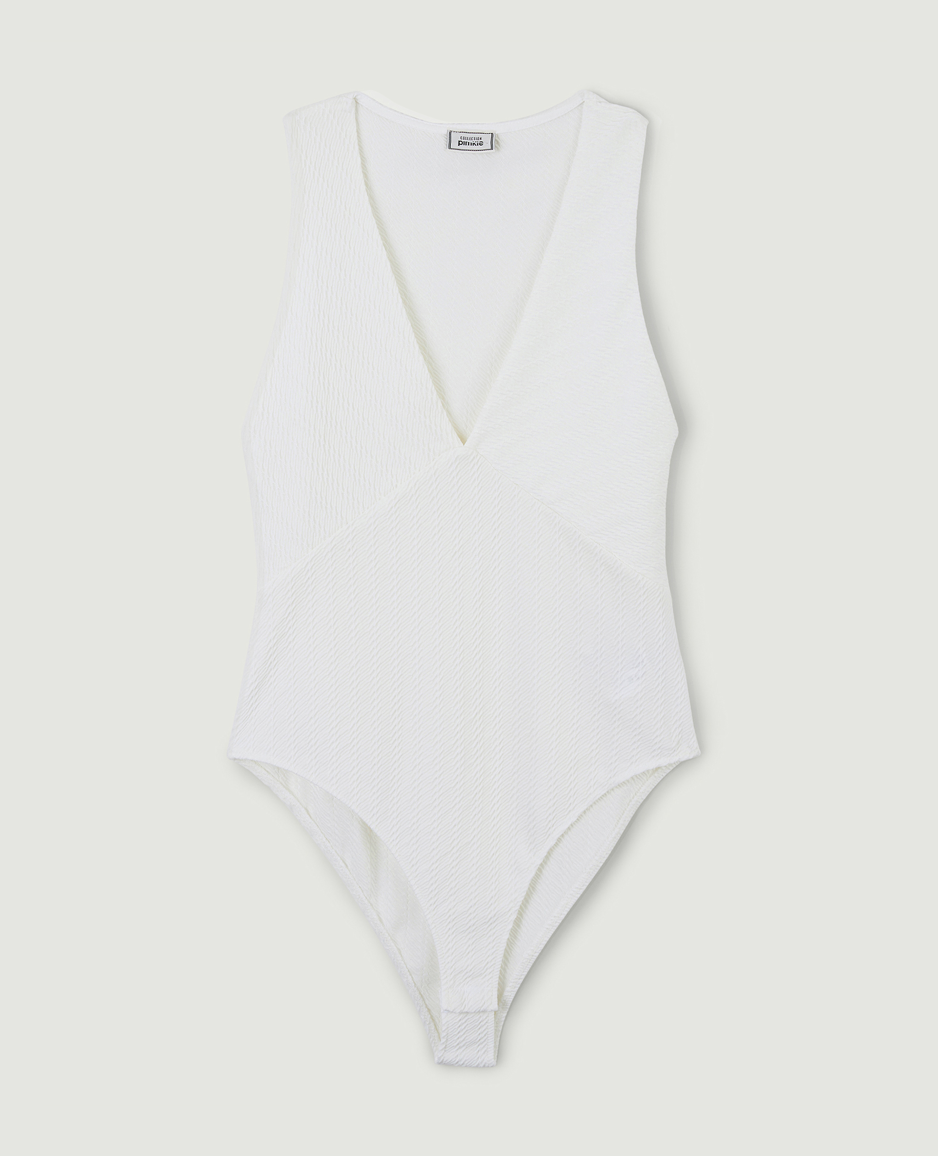 Body col V maille texturée blanc - Pimkie