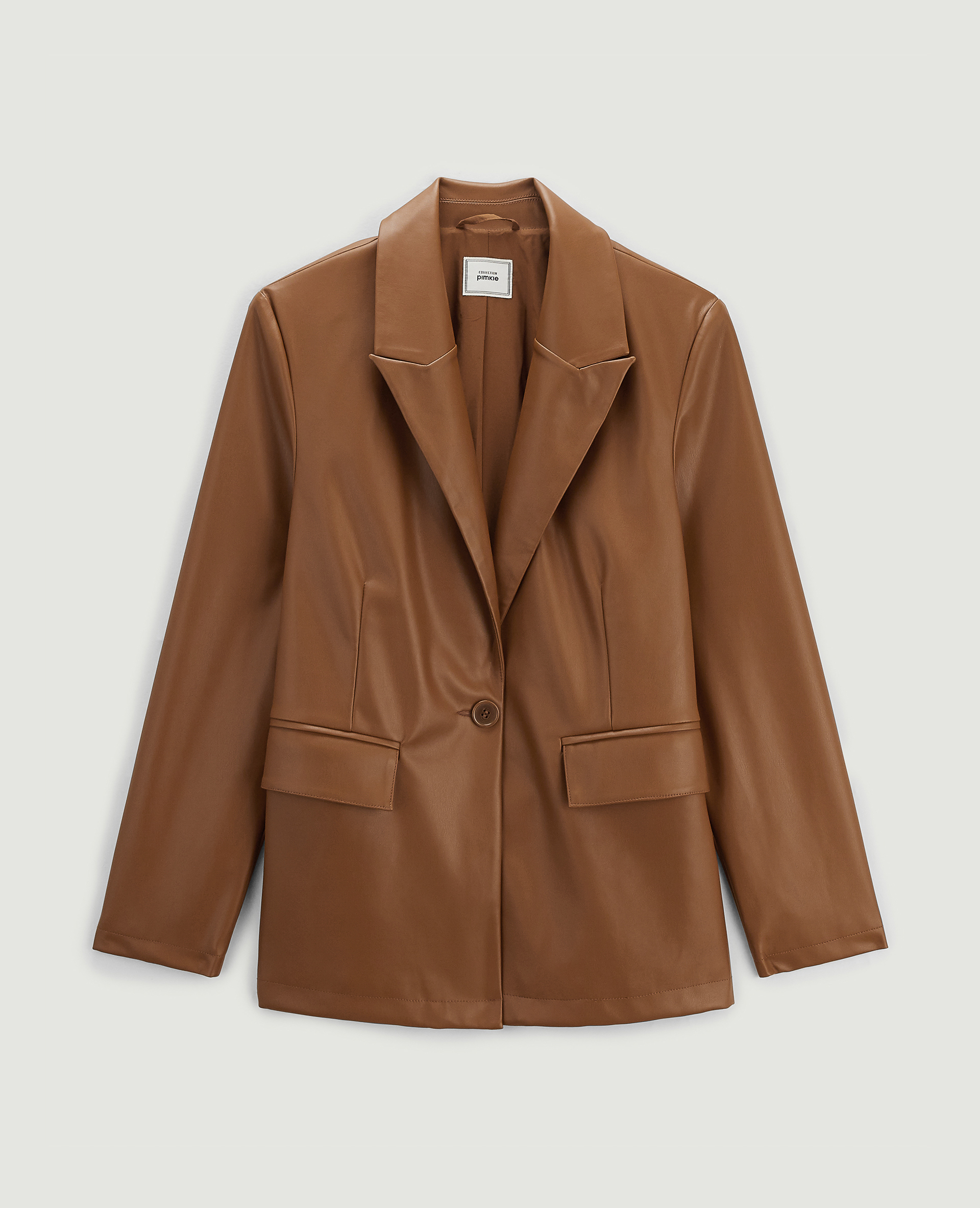 Veste blazer en simili cuir taupe - Pimkie