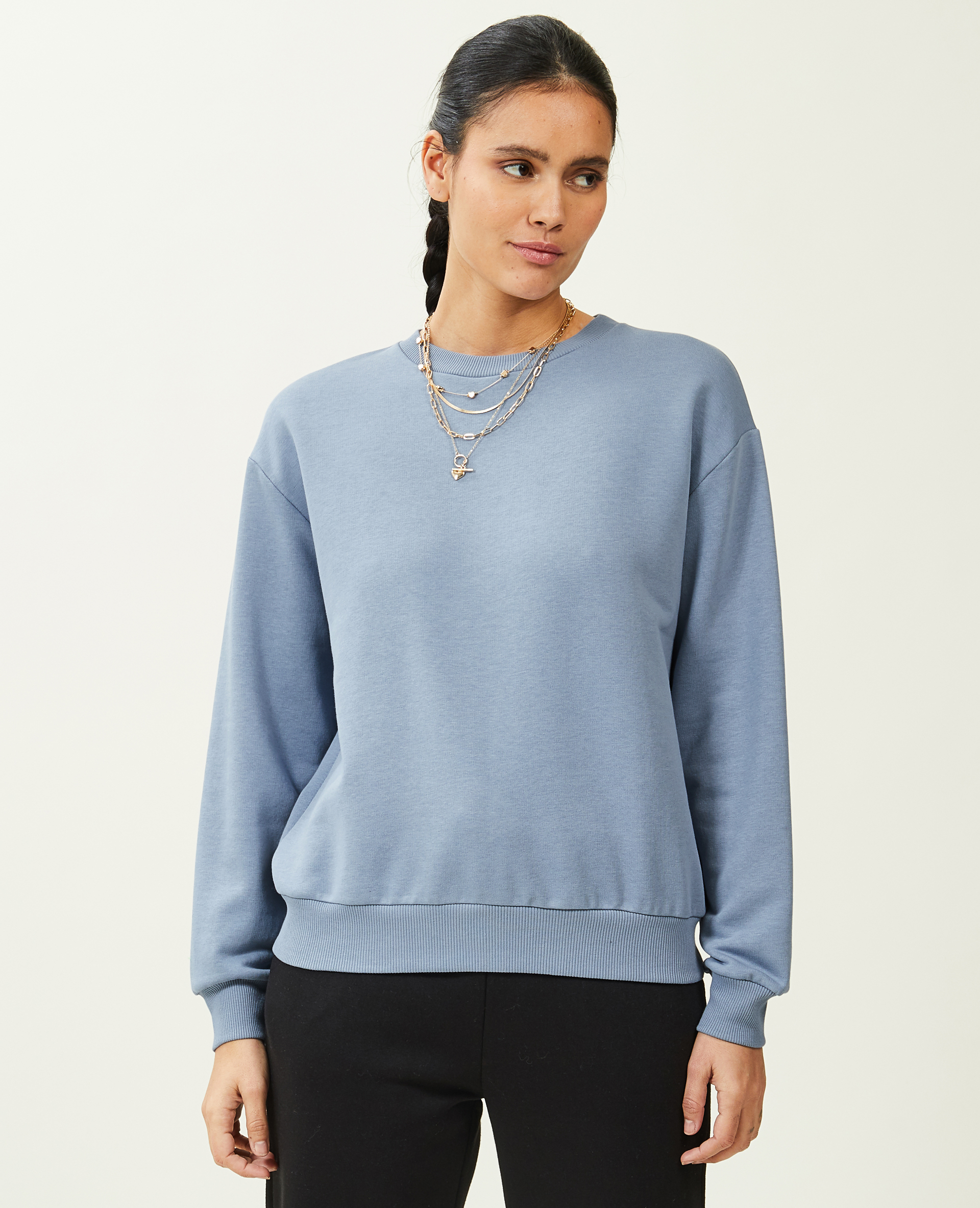 Sweat col rond vert de gris - Pimkie