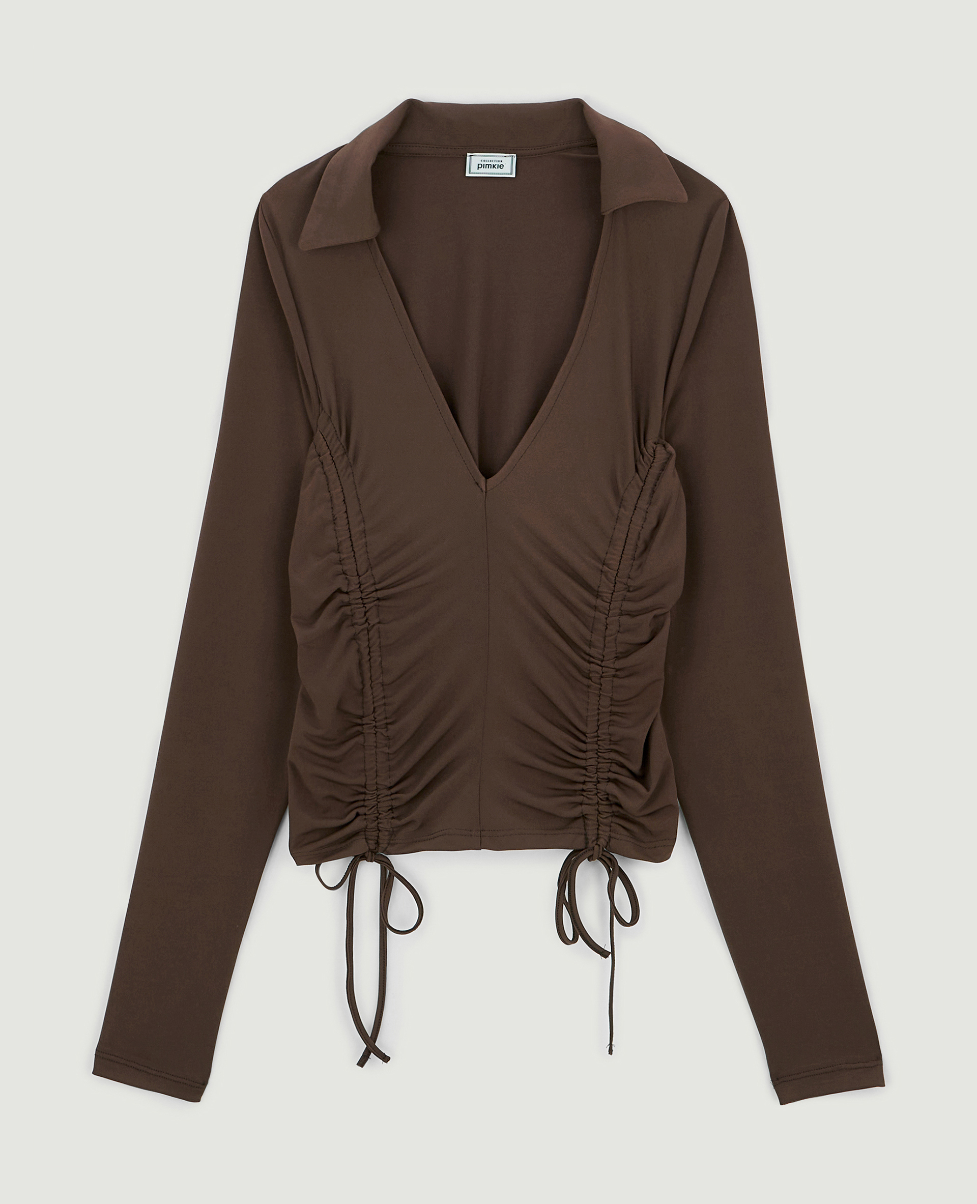 Top manches longues avec liens coulissants marron - Pimkie