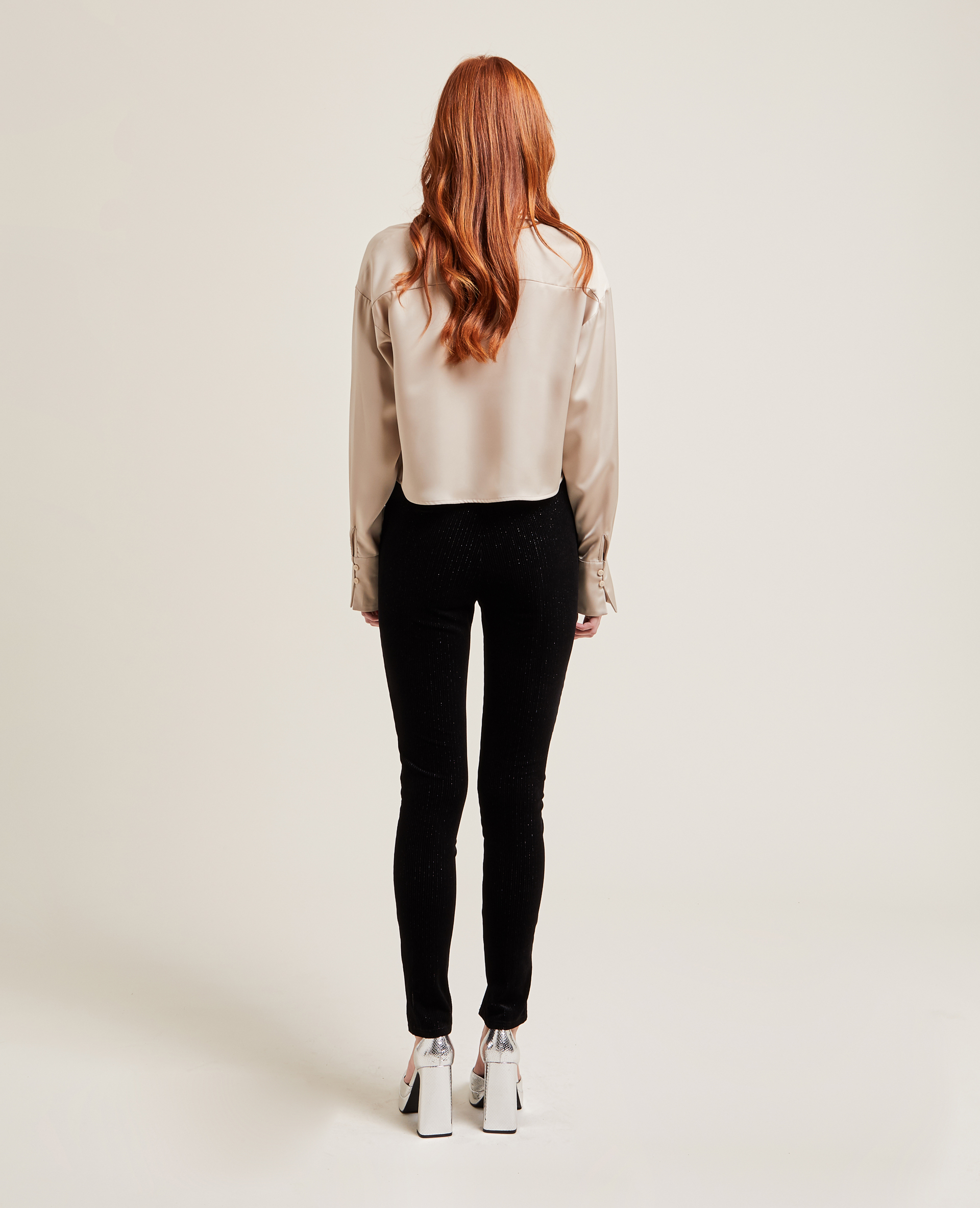 Legging en velours et lurex avec fentes noir - Pimkie