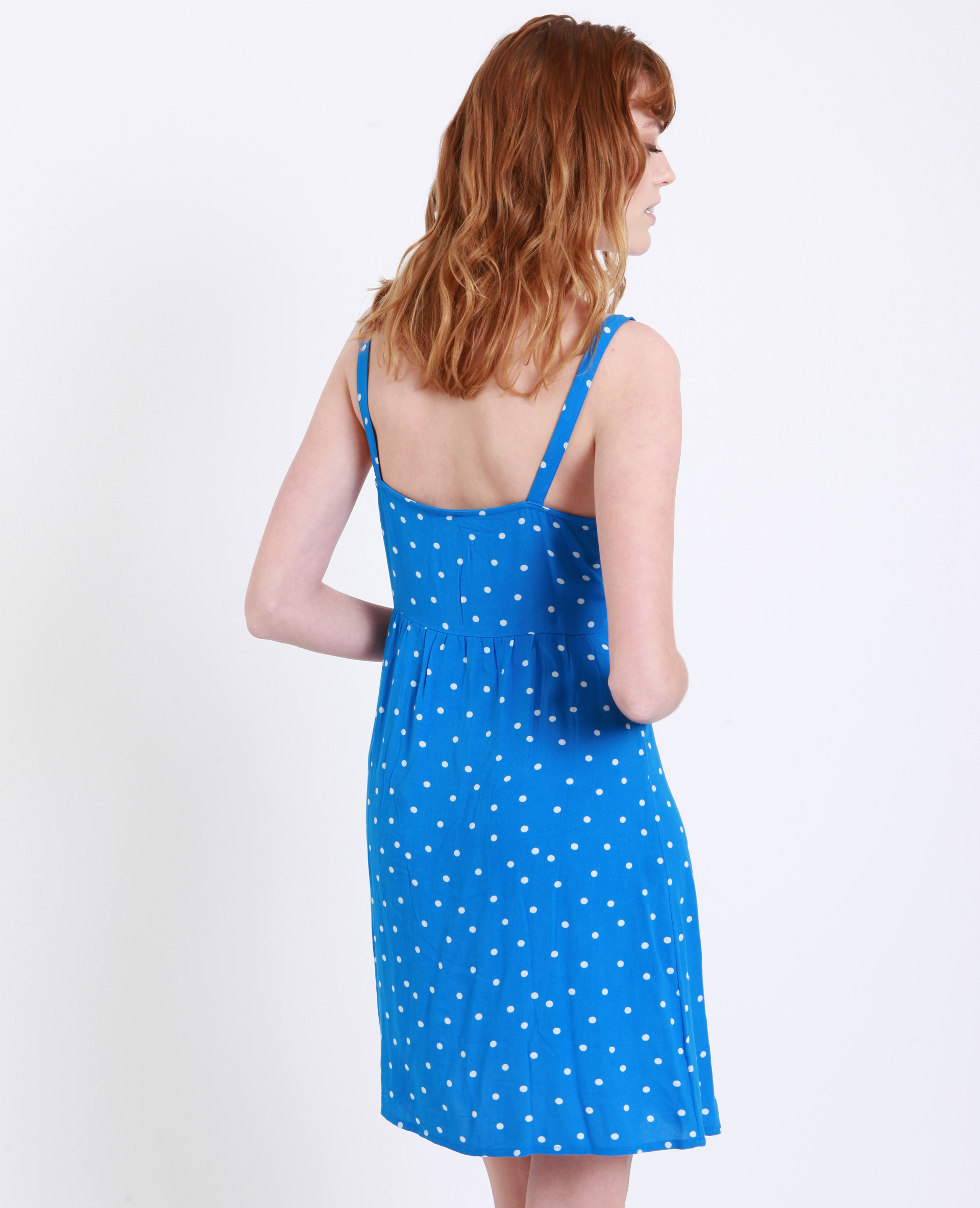 Jurk met stippen blauw 781257B00D09 Pimkie
