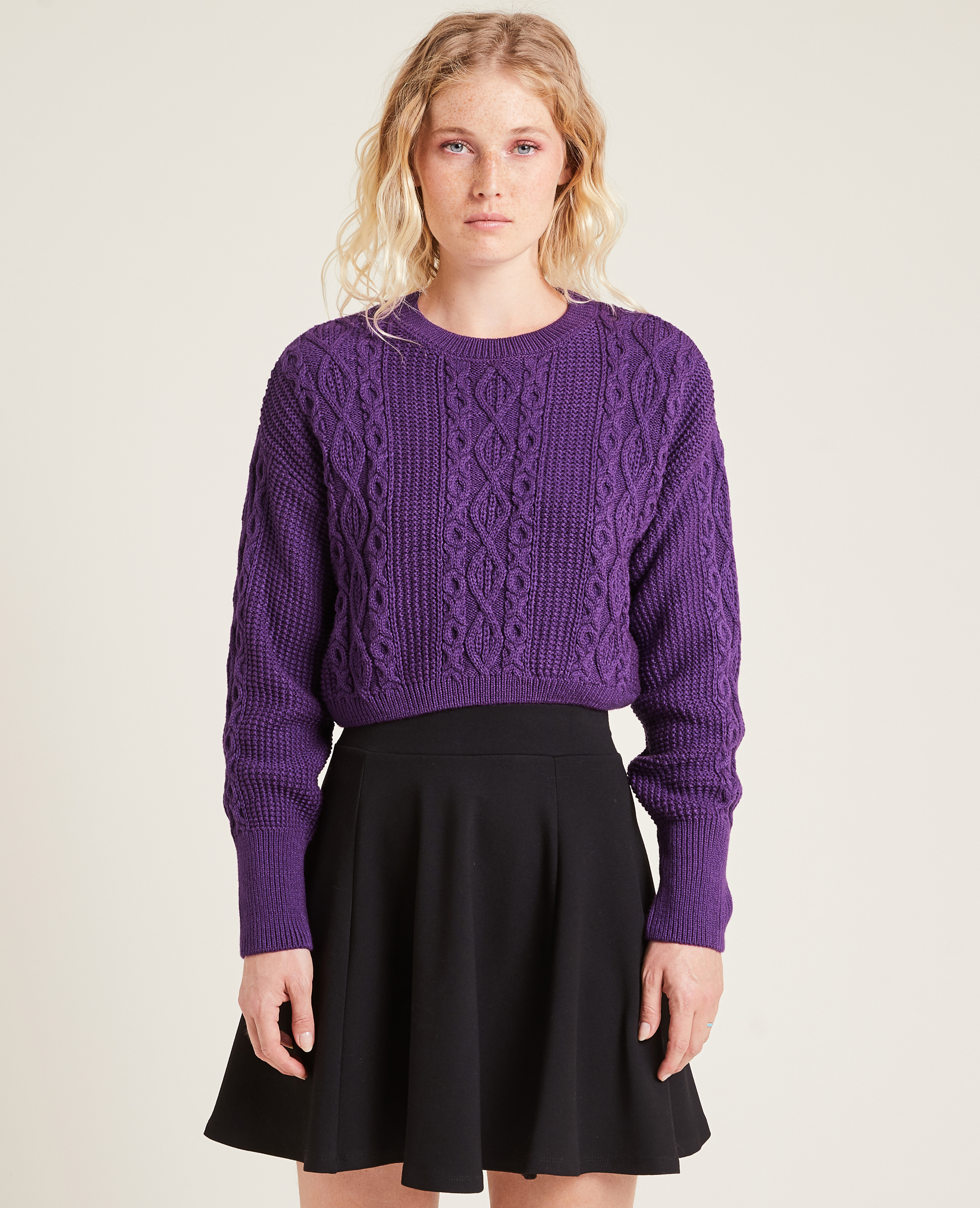 Pull cropped en maille fantaisie violet - Pimkie