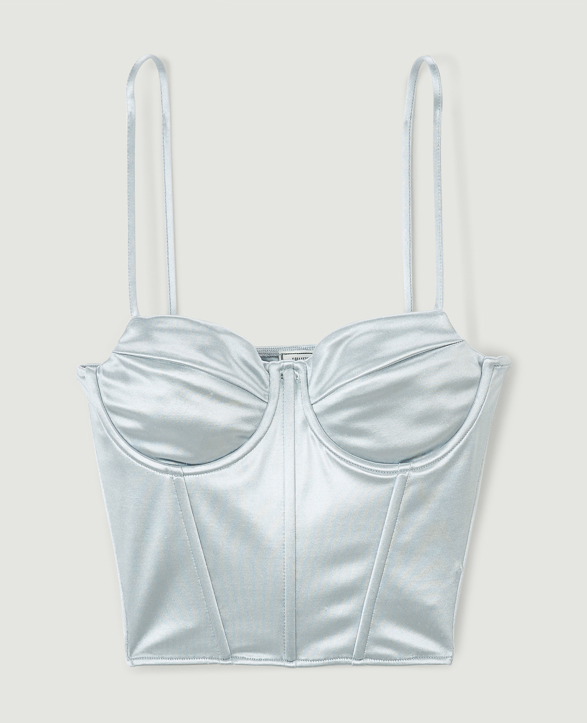 Brassière corset en satin gris - Pimkie