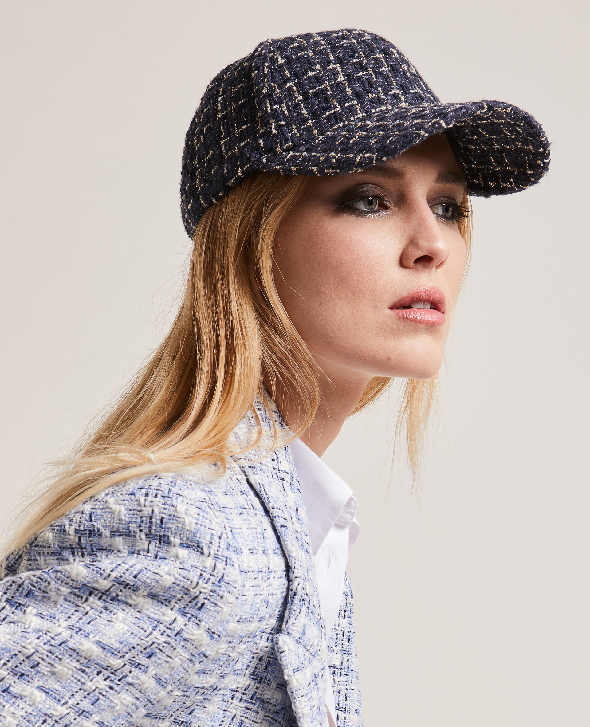 Casquette tweed et lurex bleu marine - Pimkie