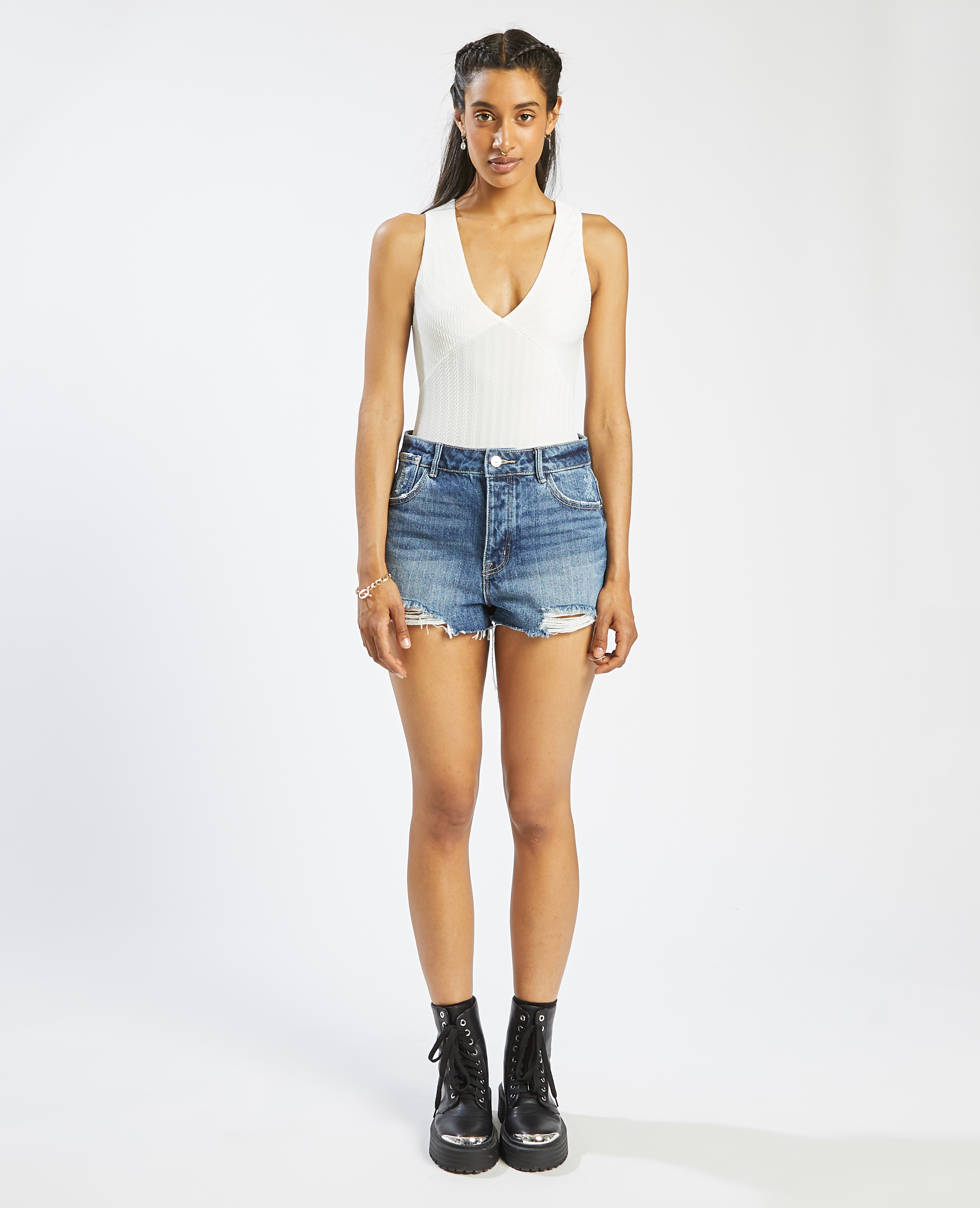 Body col V maille texturée blanc - Pimkie