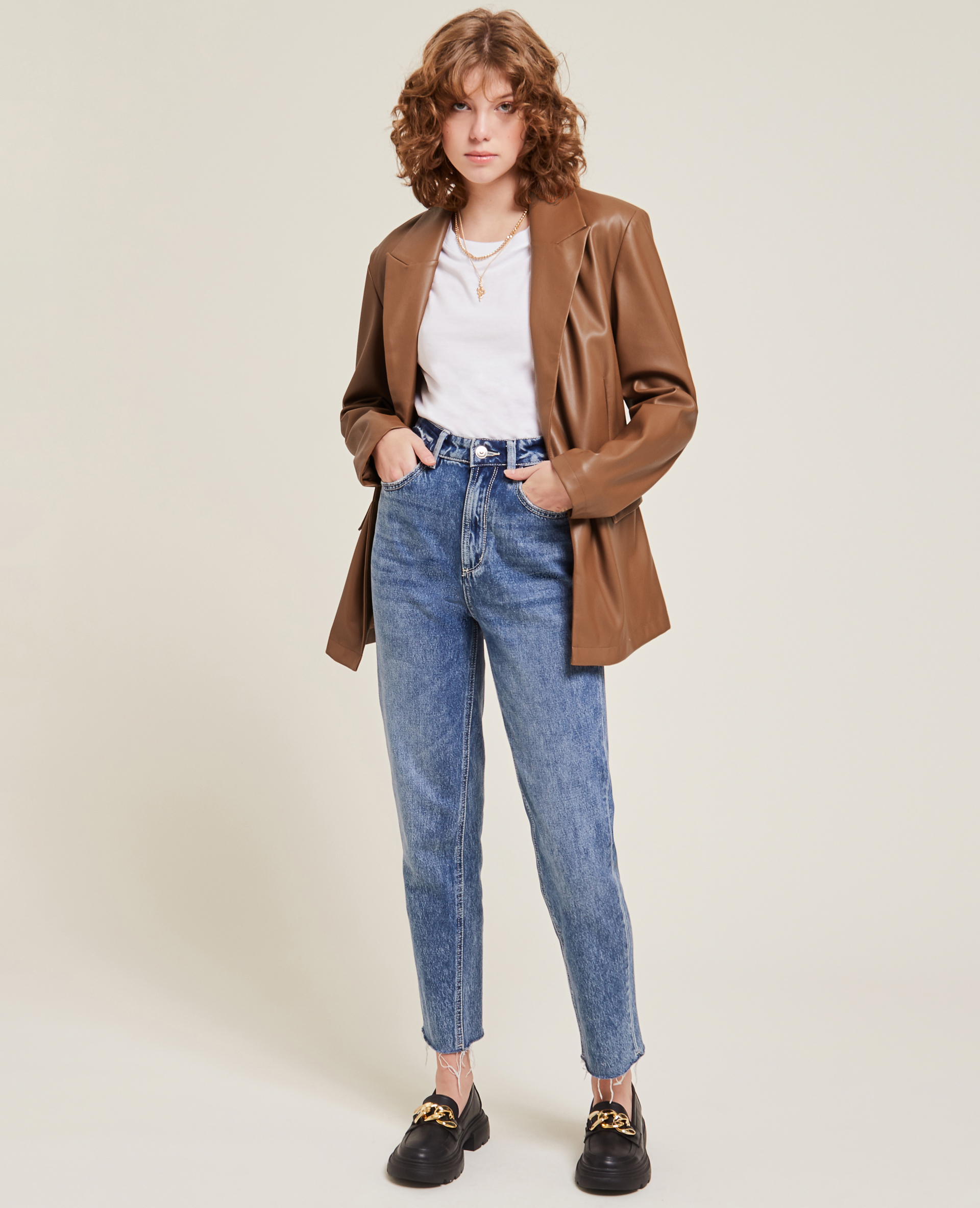 Veste blazer en simili cuir