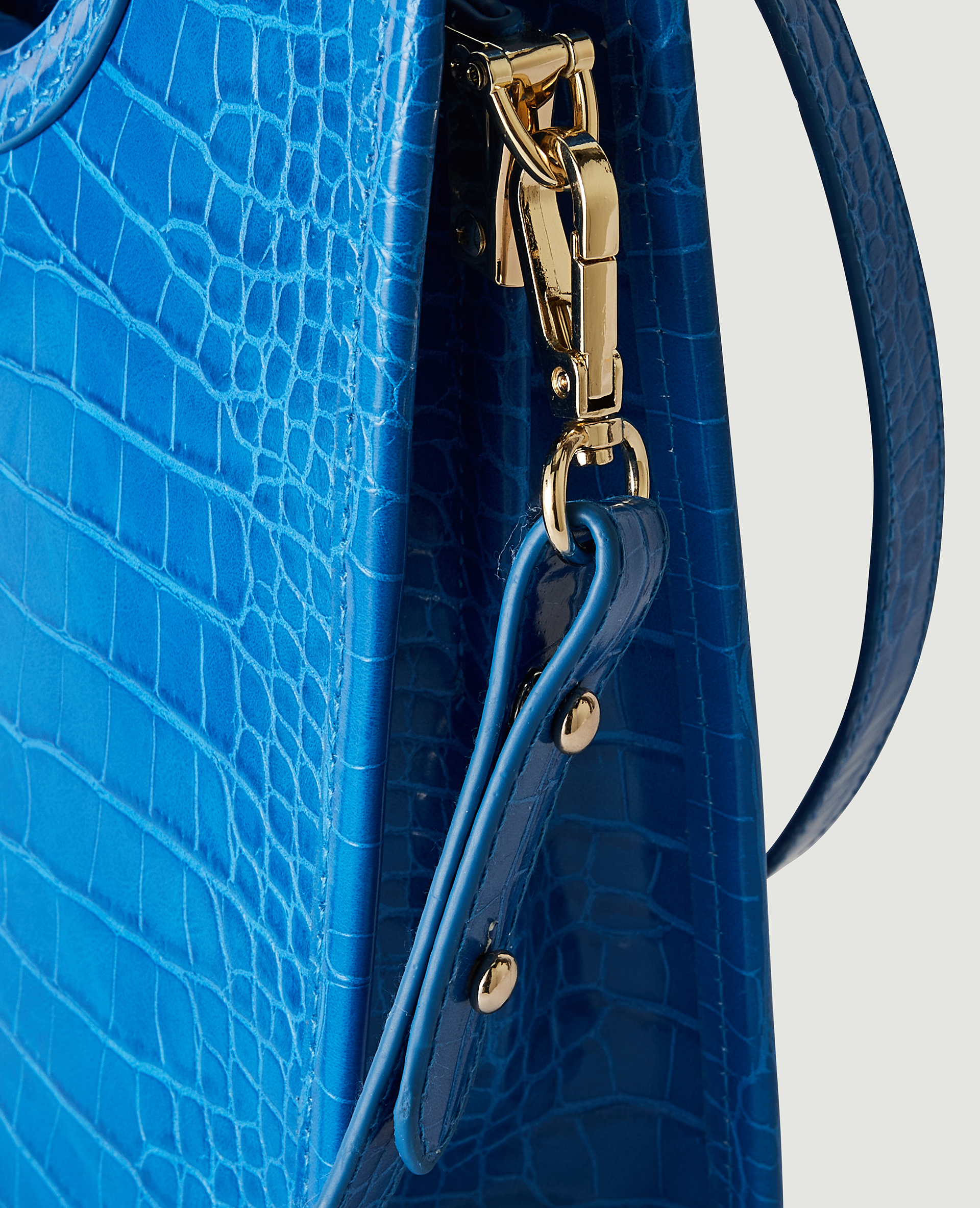 Sac rigide effet croco bleu - Pimkie