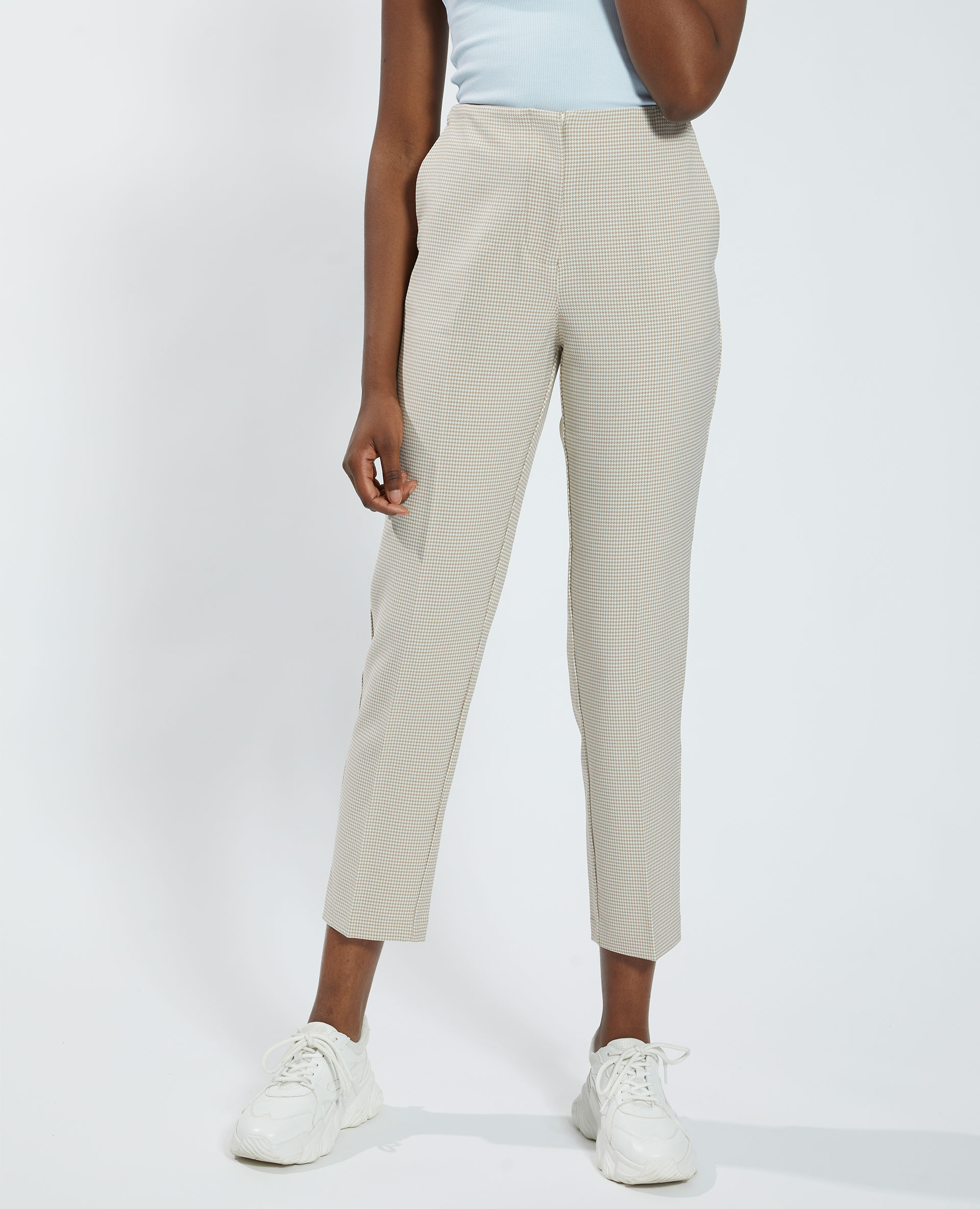 Pantalon motif sales pied de poule