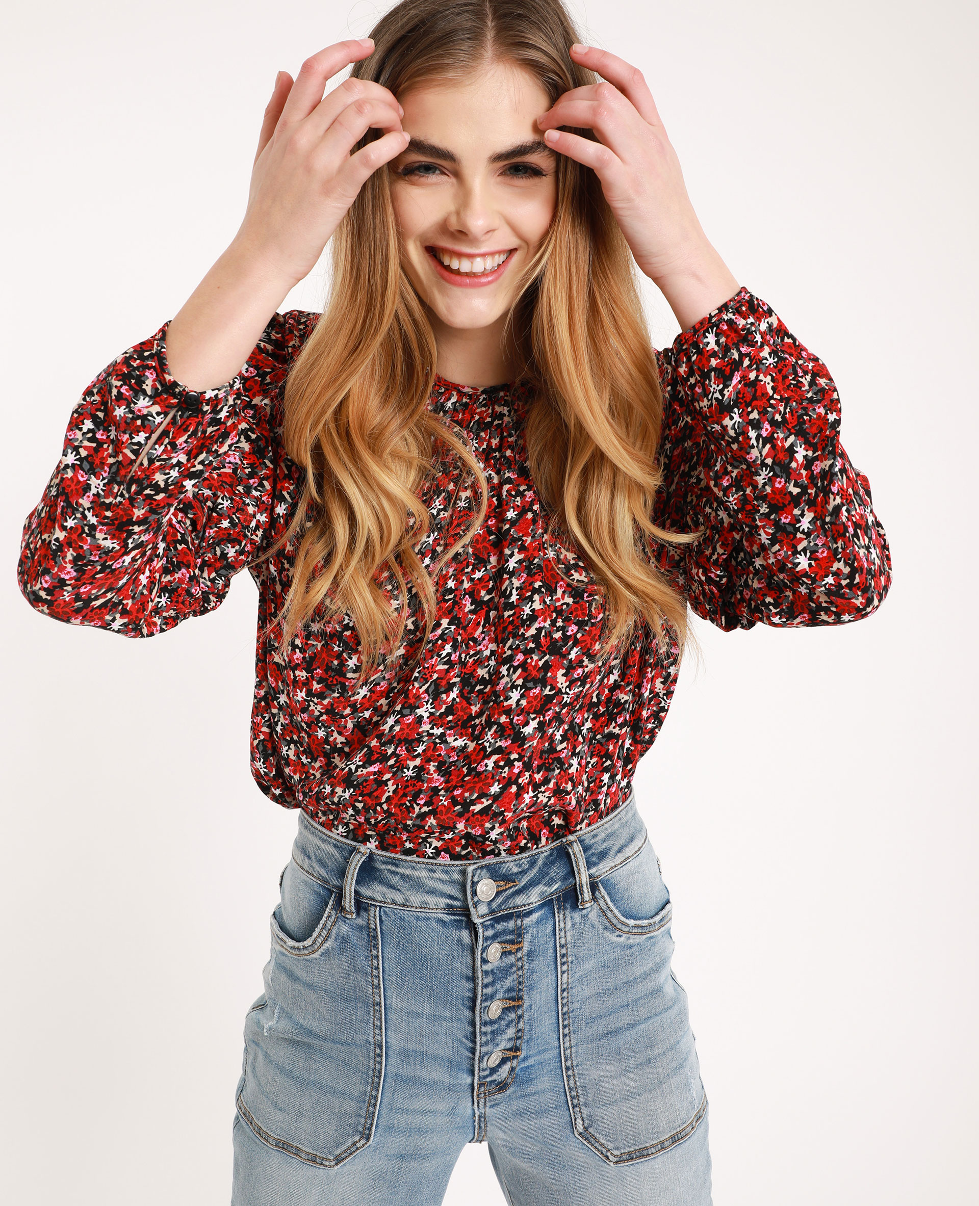 Blouse à fleurs noir - 562069899E02 | Pimkie