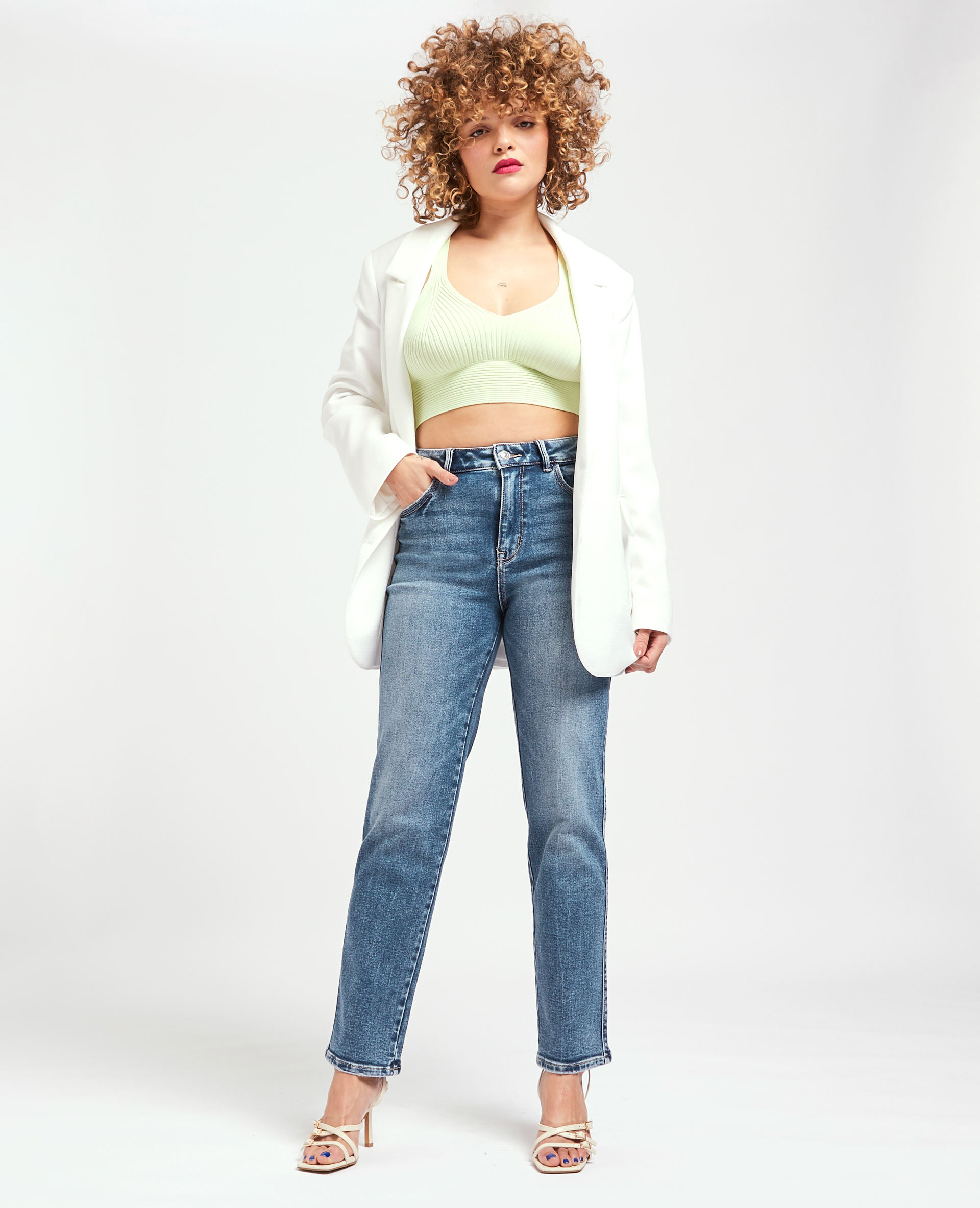 Jean droit stretch bleu denim - Pimkie