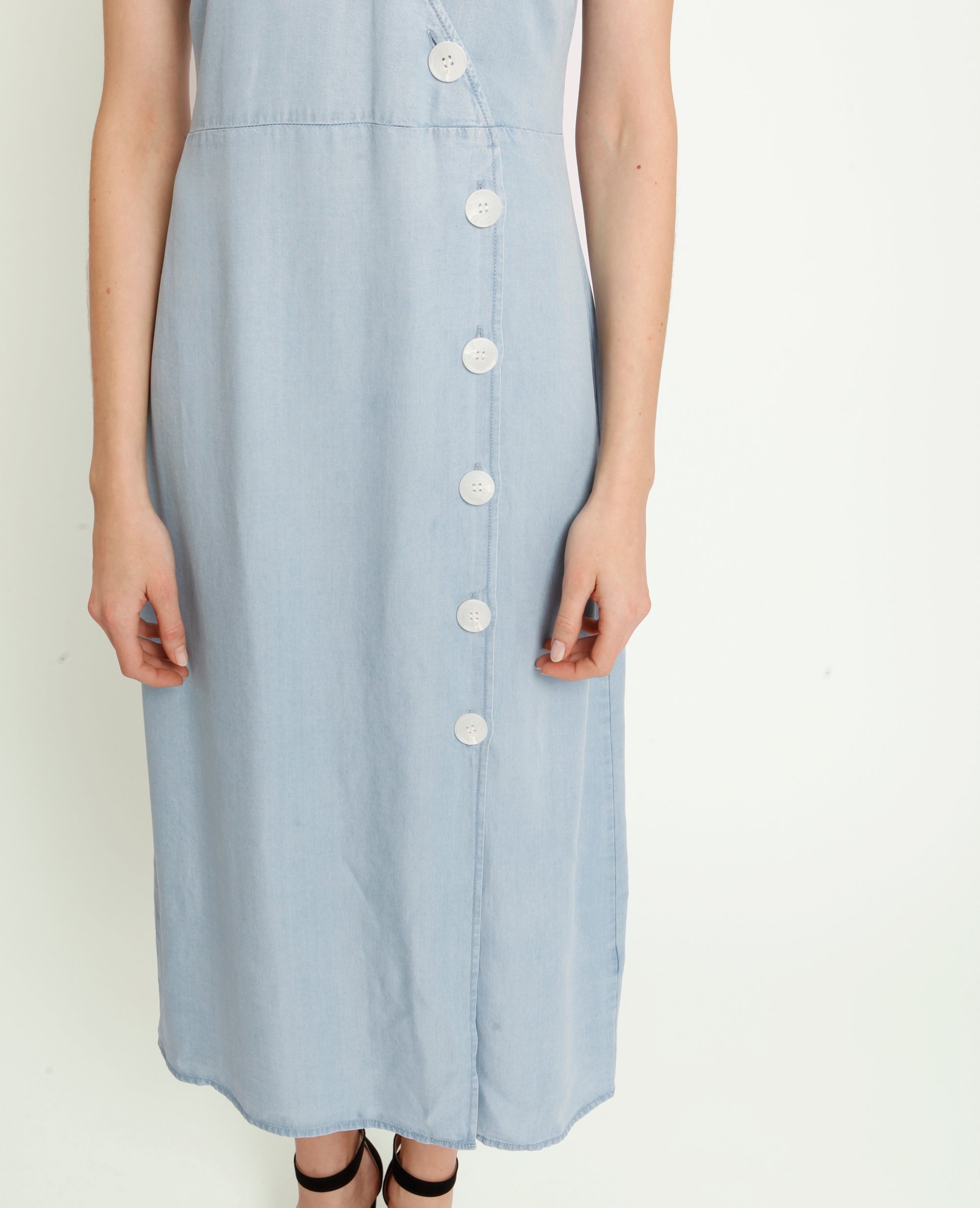 Lange Jurk Met Knopen Lichtblauw 780987b21a06 Pimkie