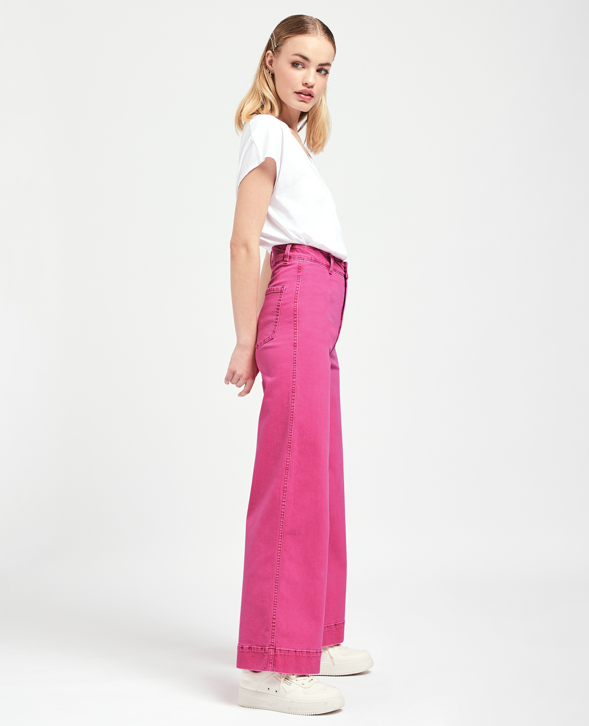 Jean large effet délavé rose - Pimkie
