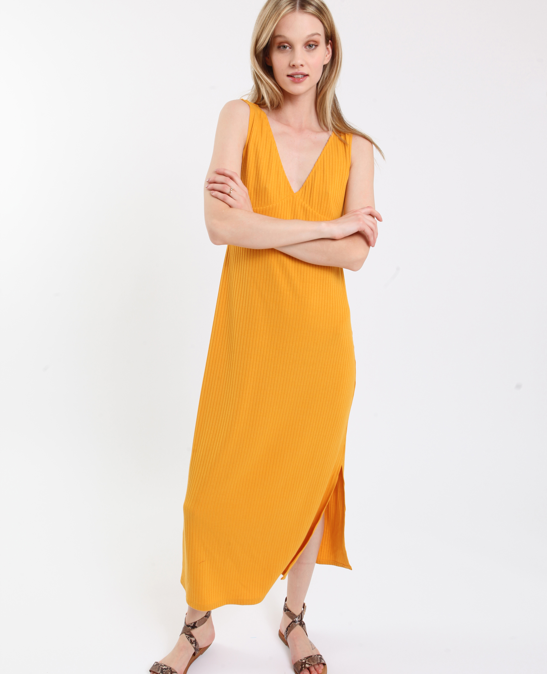 Robe longue jaune - 780993026A00 | Pimkie