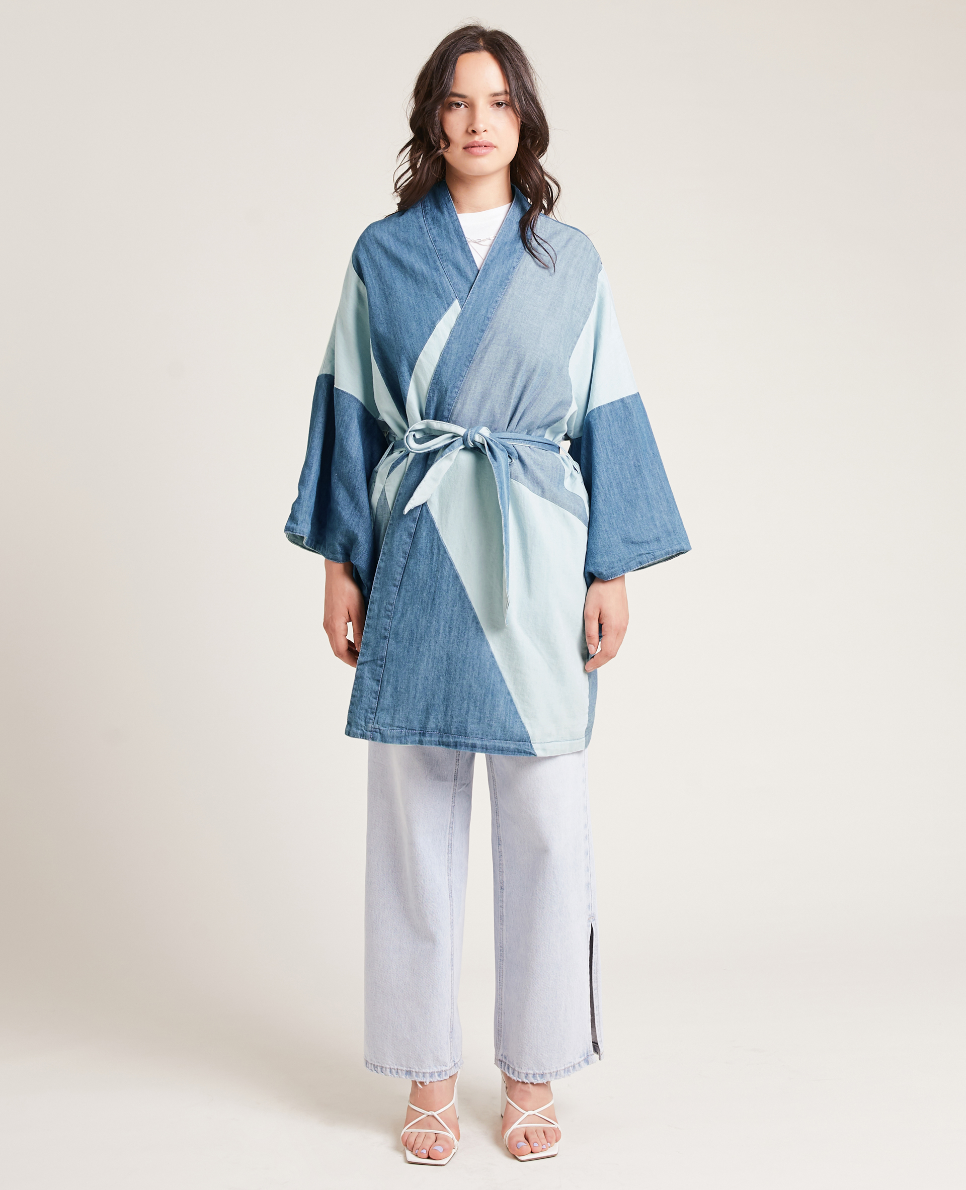 Kimono en jean 3 couleurs blanc - Pimkie