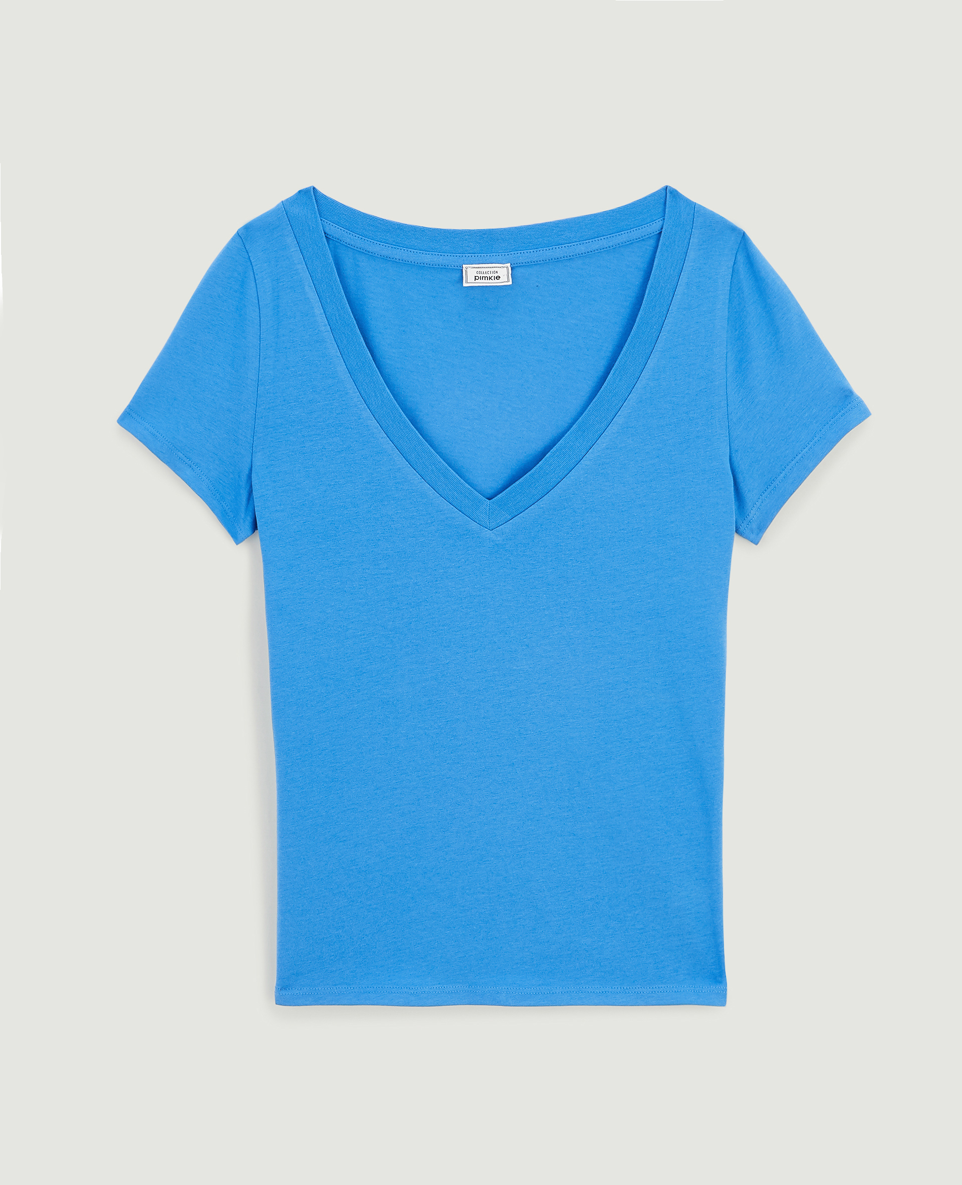 T-shirt col V bleu - Pimkie