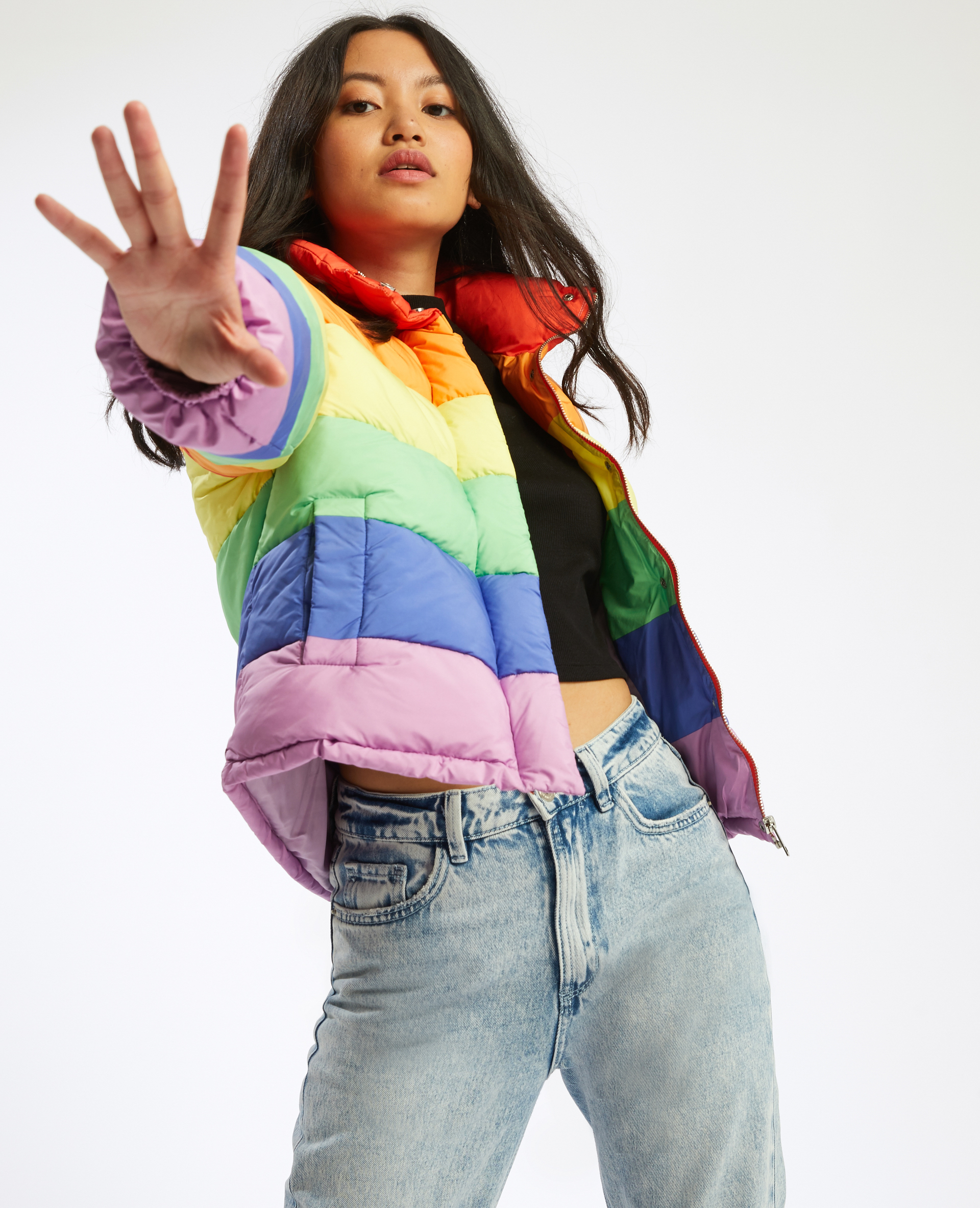 Doudoune oversize multicolore orange - Pimkie