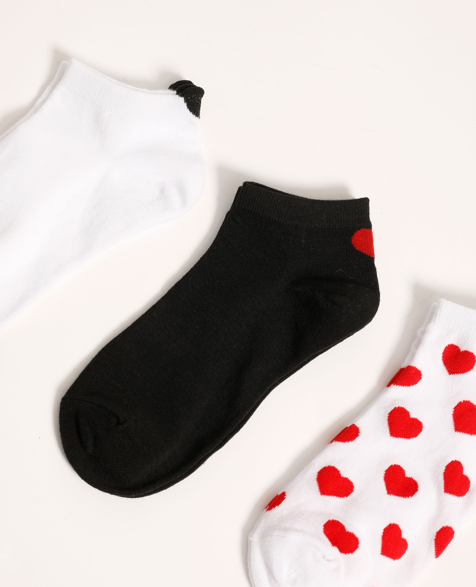 Lot de 3 paires de chaussettes basses cœurs rouge - Pimkie