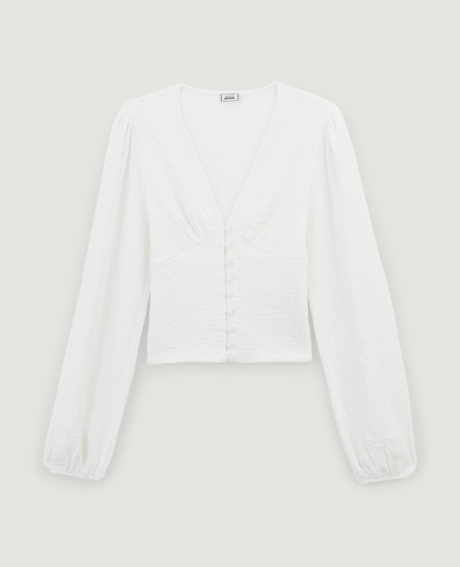 Blouse boutonnée en tissu texturé blanc - Pimkie