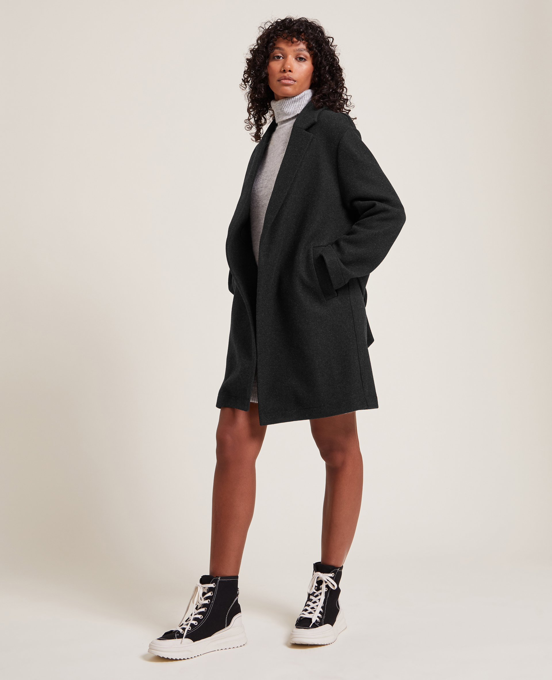 Manteau long best sale noir ceinture