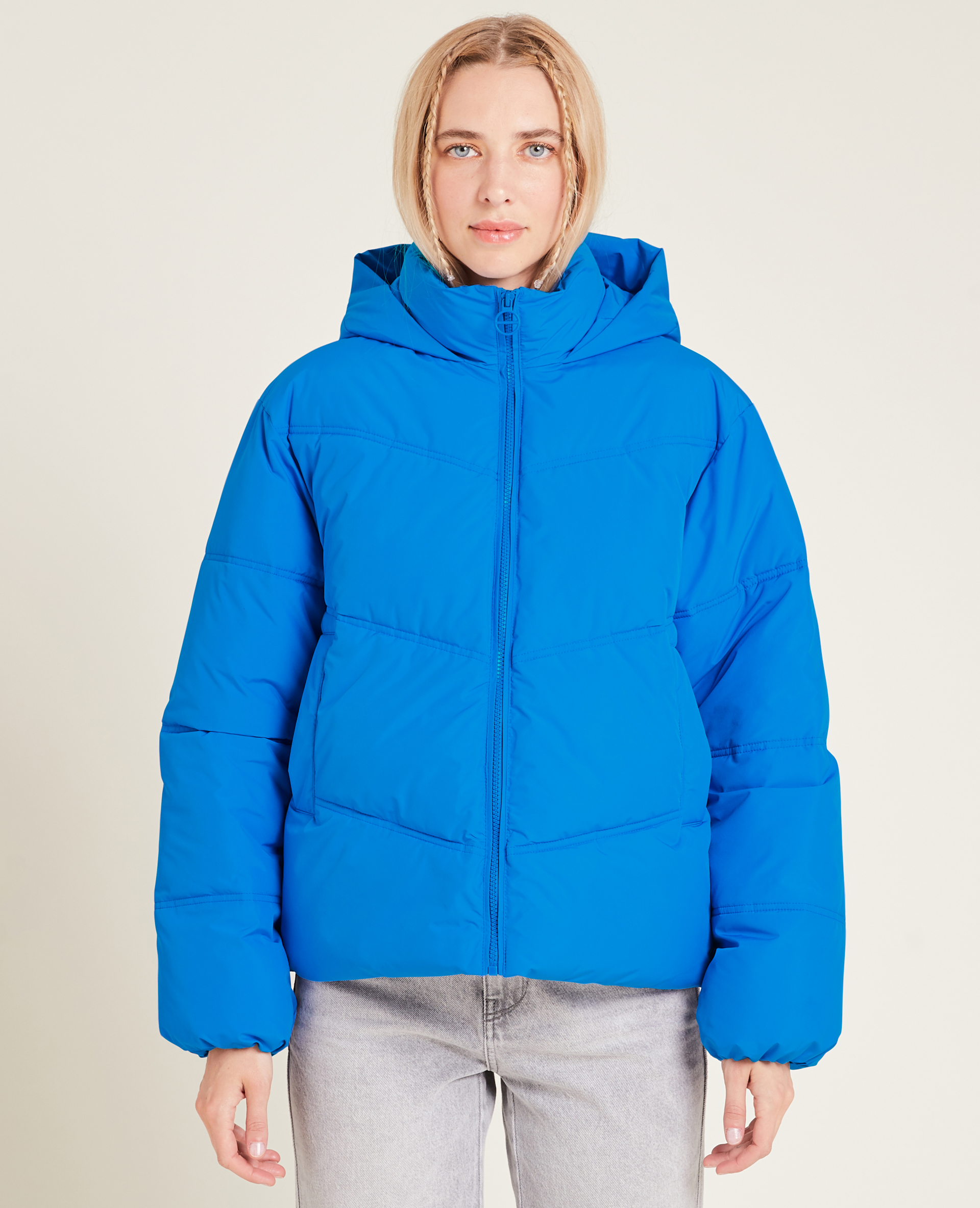 Doudoune oversize avec capuche bleu électrique - Pimkie