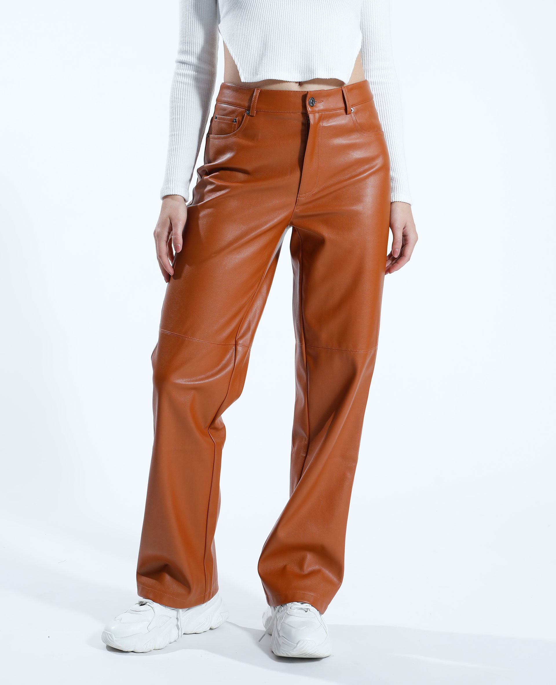 Pantalon droit hotsell en cuir